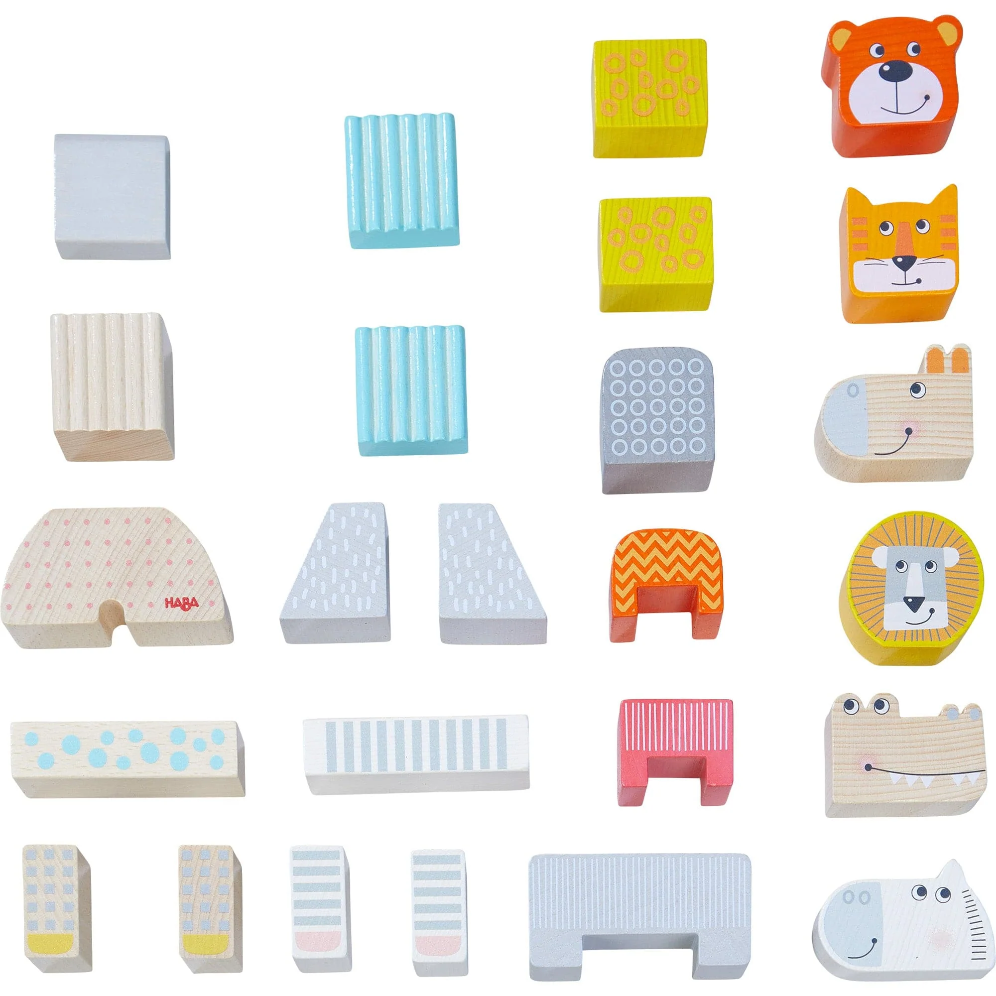 Animal Parade Blocks: 25 Beech Wood Building Blocks for Kids