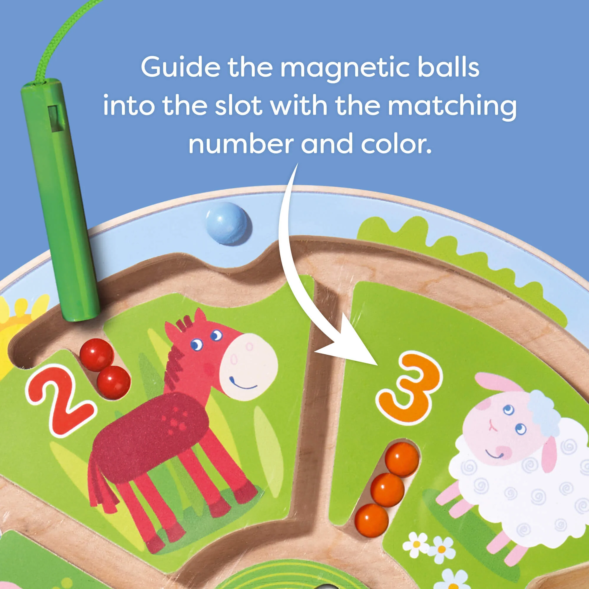Number Maze Magnetic Game for Toddlers with Tethered Wand