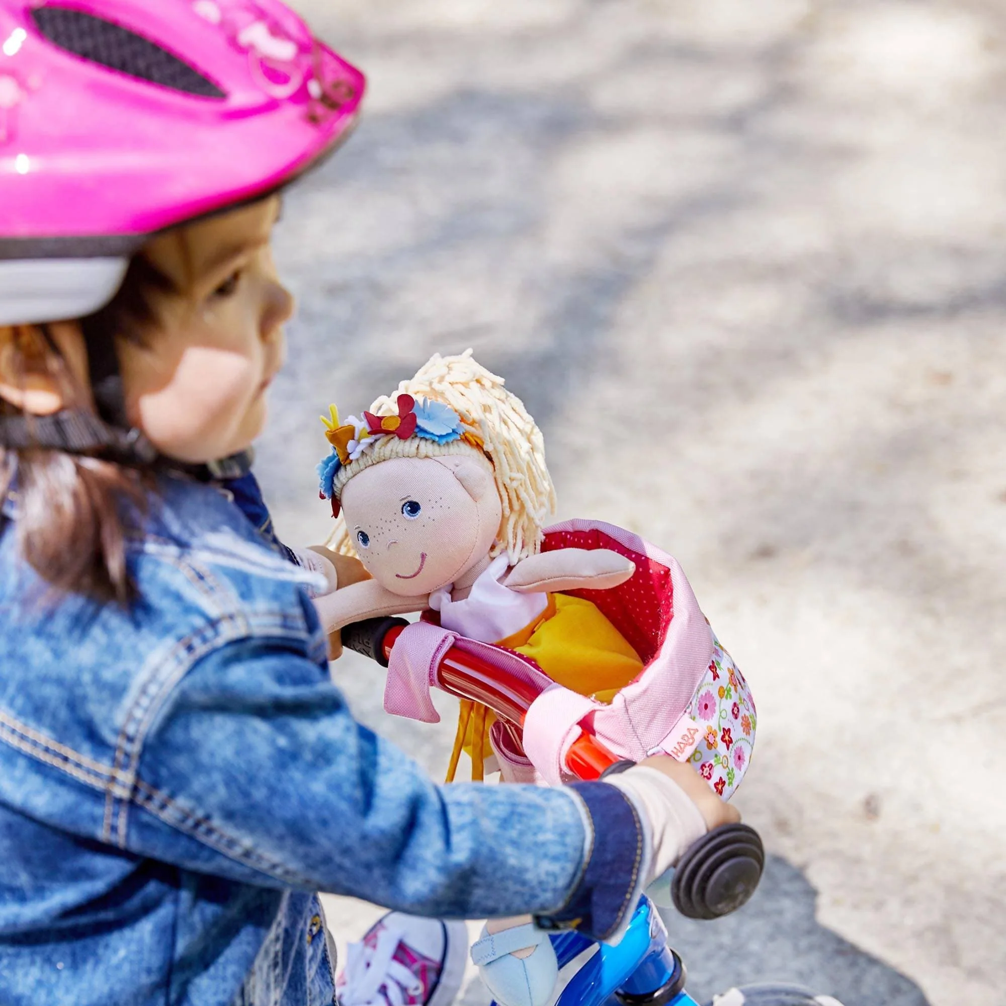 HABA Flower Meadow Doll Bike Seat with Hook and Loop Straps for Dolls