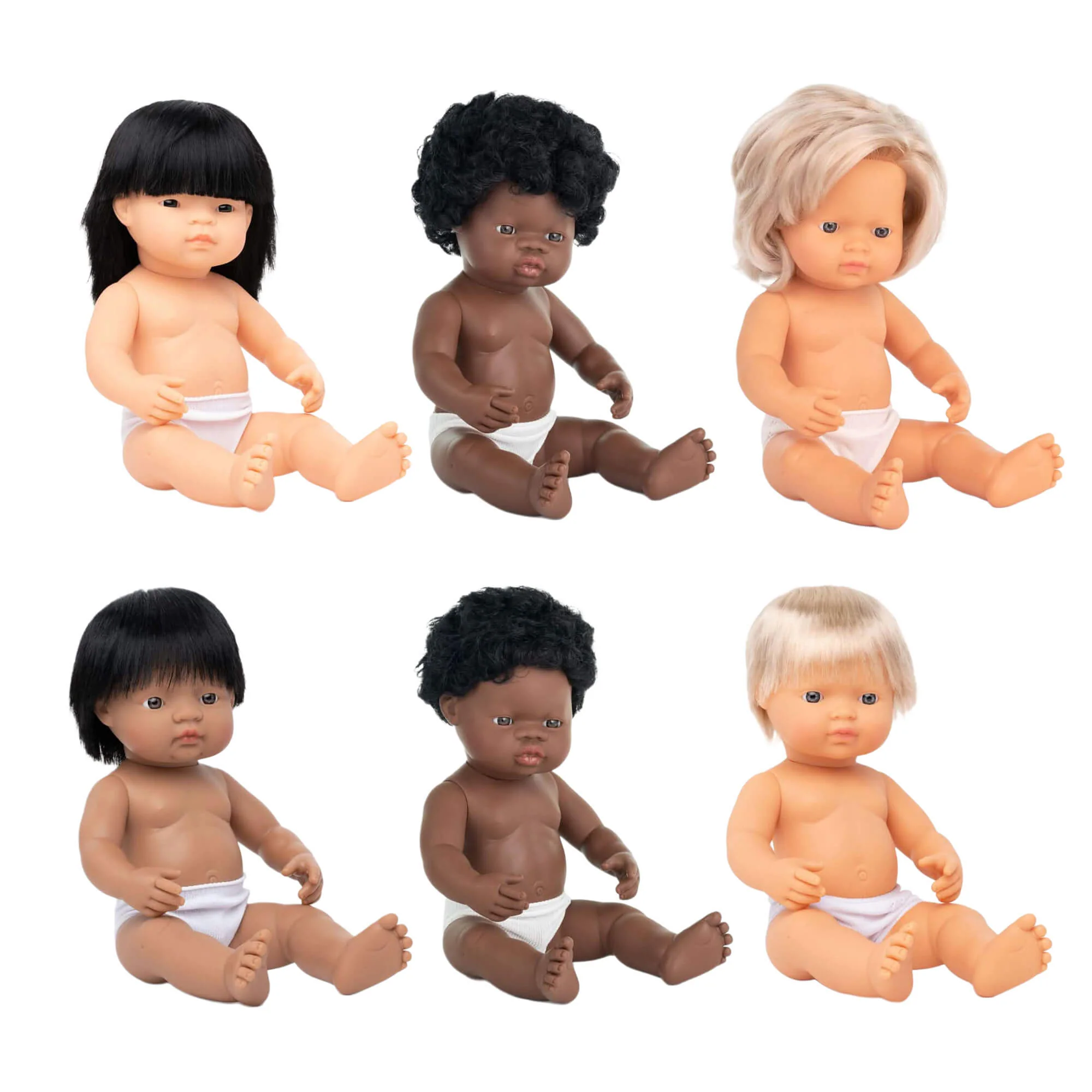 Miniland Realistic Doll Diversity Bundle of Six 15 Inch Dolls