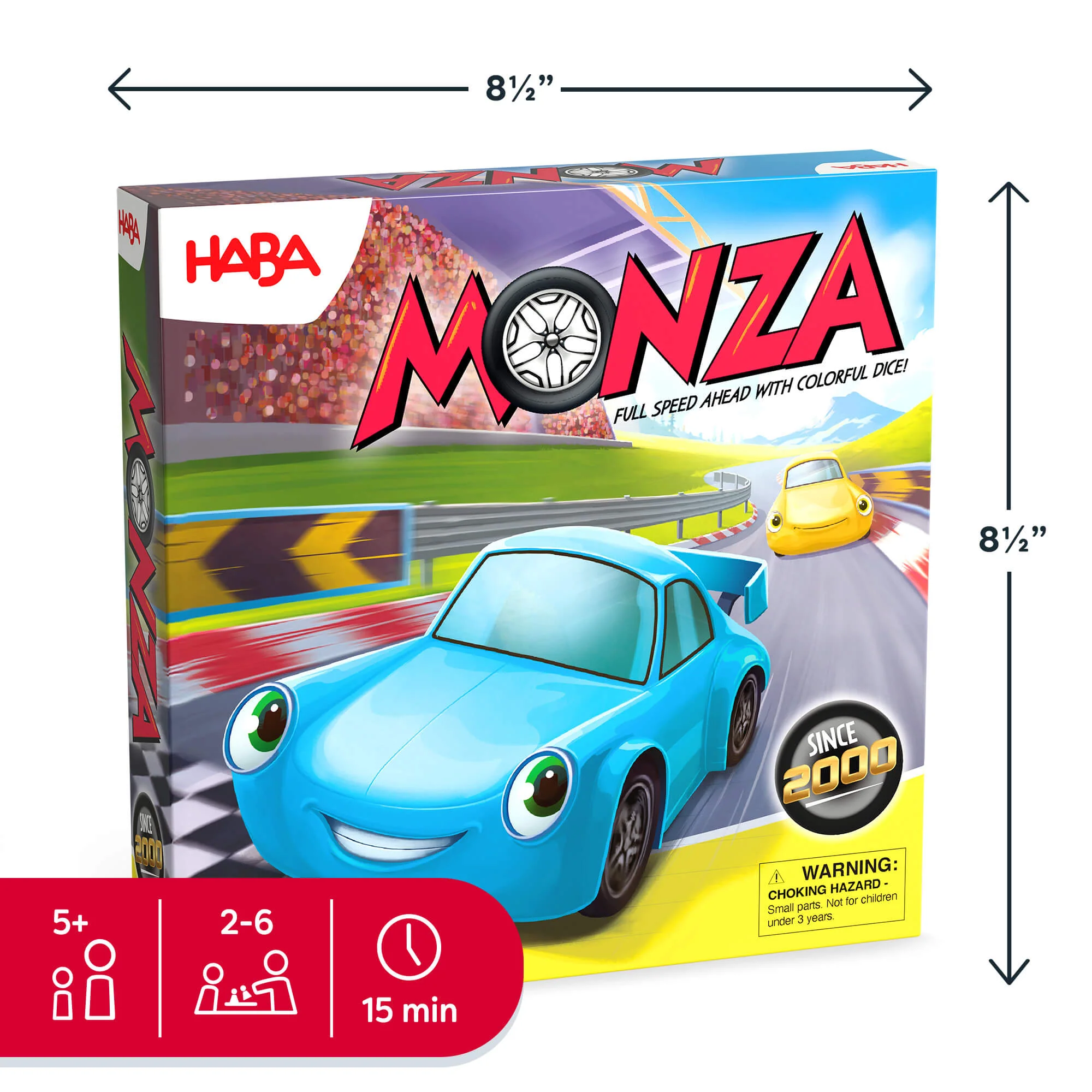 HABA Monza Racing Game with 20 Modular Track Tiles and 6 Wooden Cars