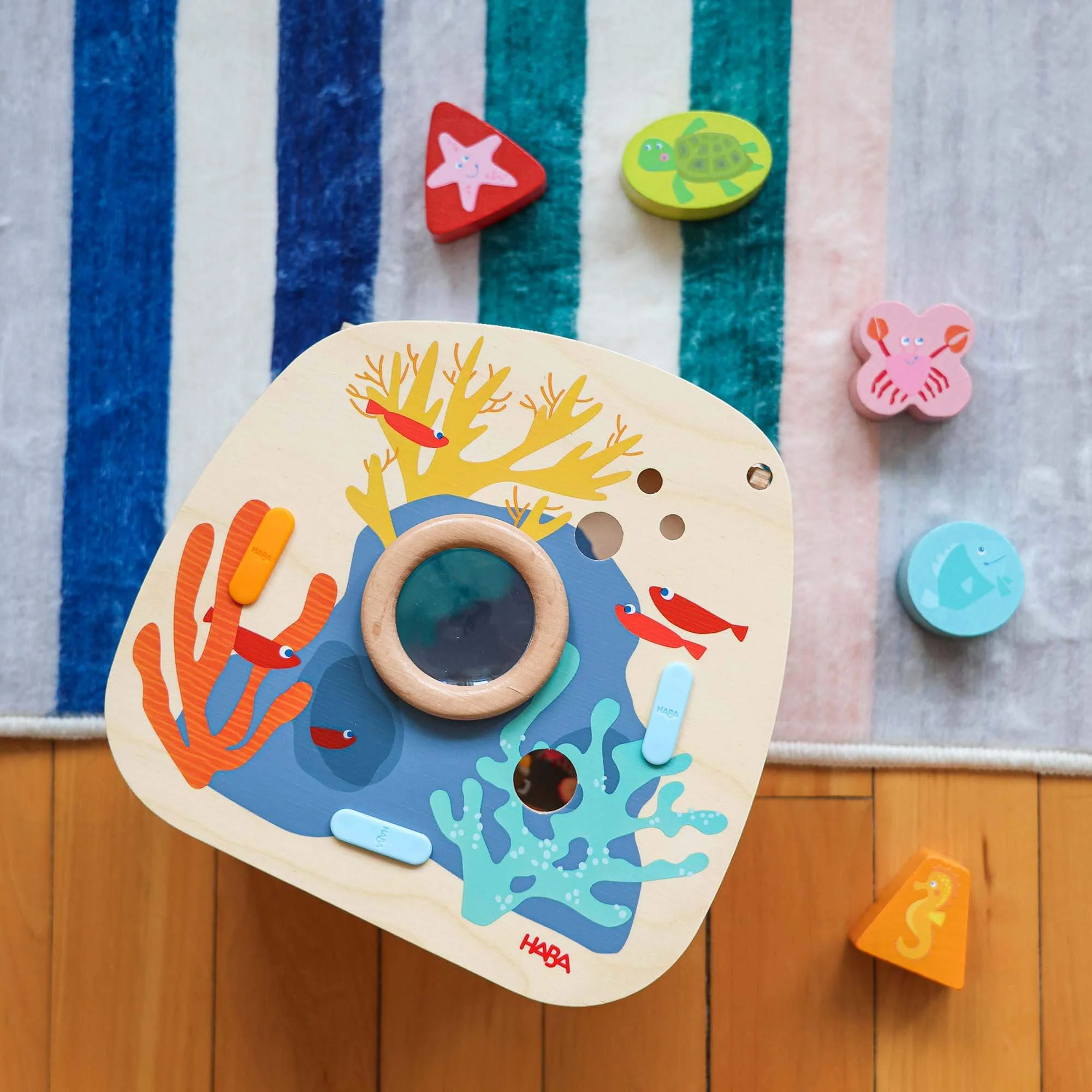 Underwater World Wooden Shape Sorter with Five Sea Creature Blocks