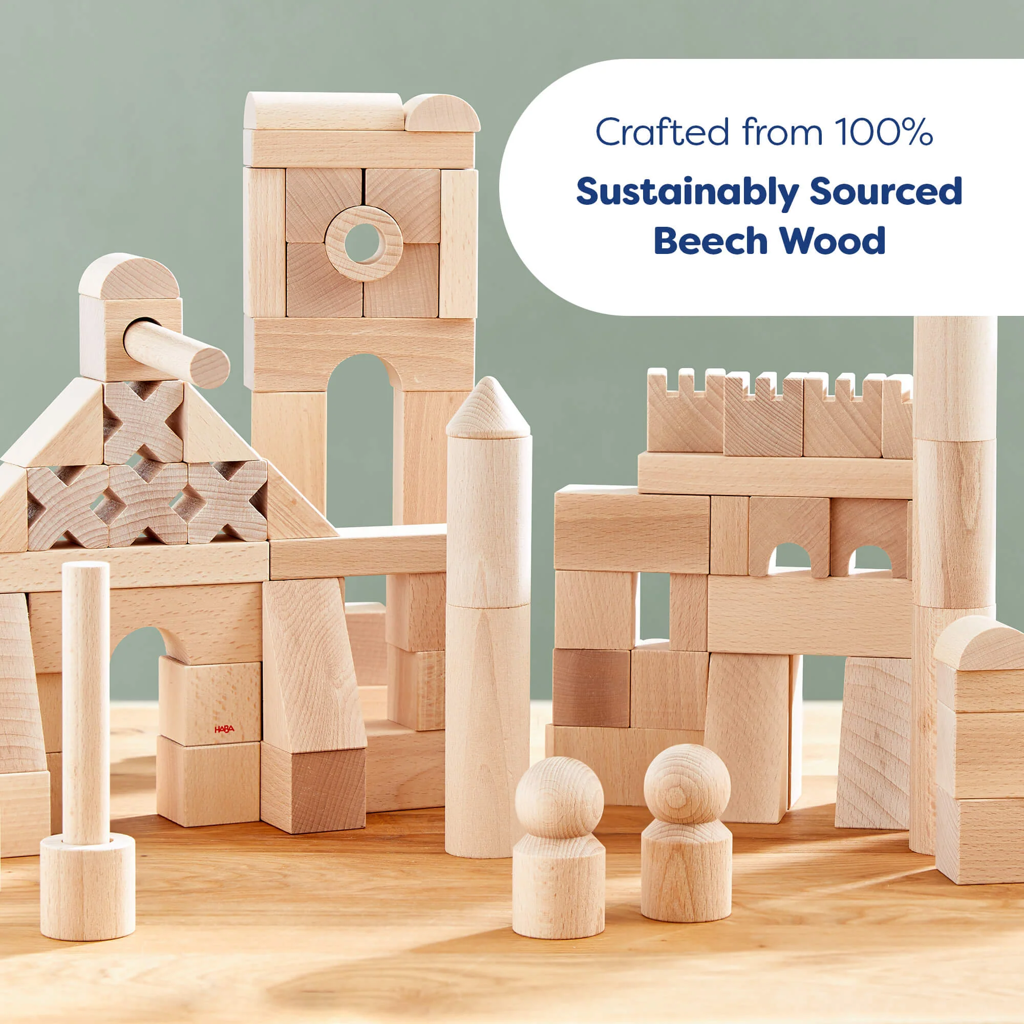 HABA Wooden Building Blocks 102 Piece Extra Large Starter Set for Toddlers