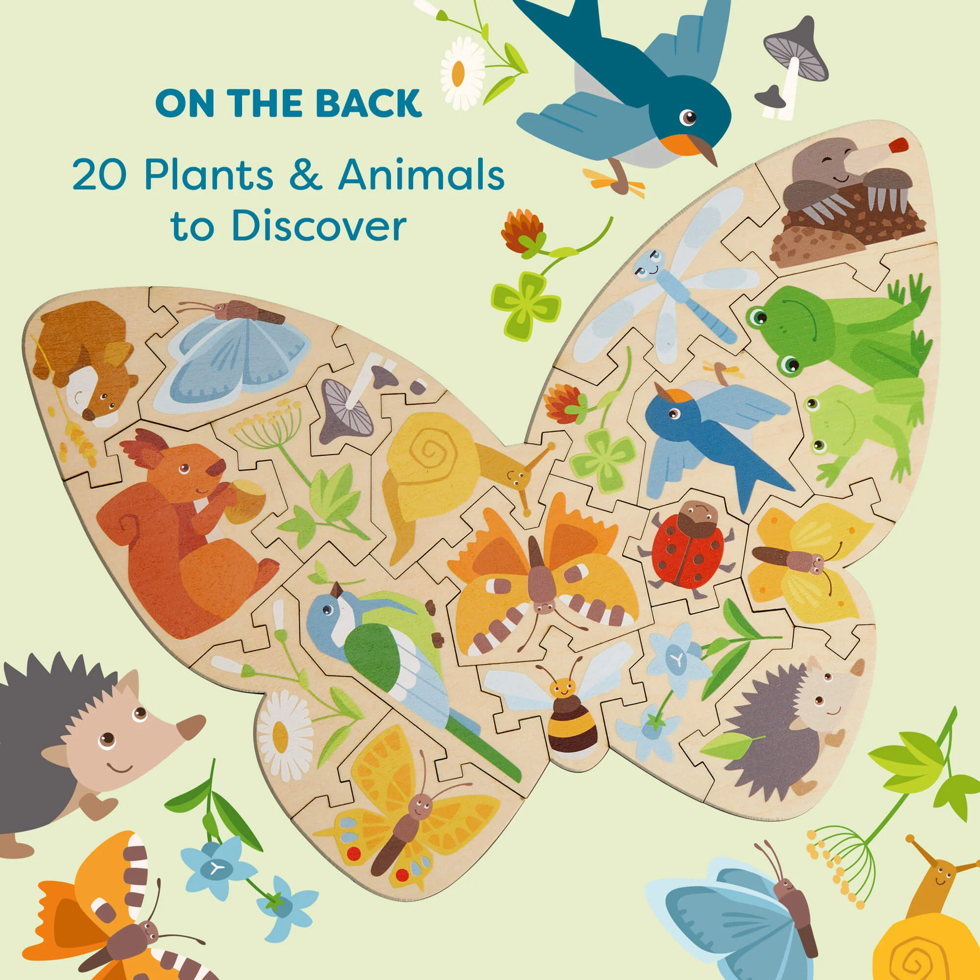 Butterfly 2-in-1 Wooden Puzzle with Double-Sided Pieces