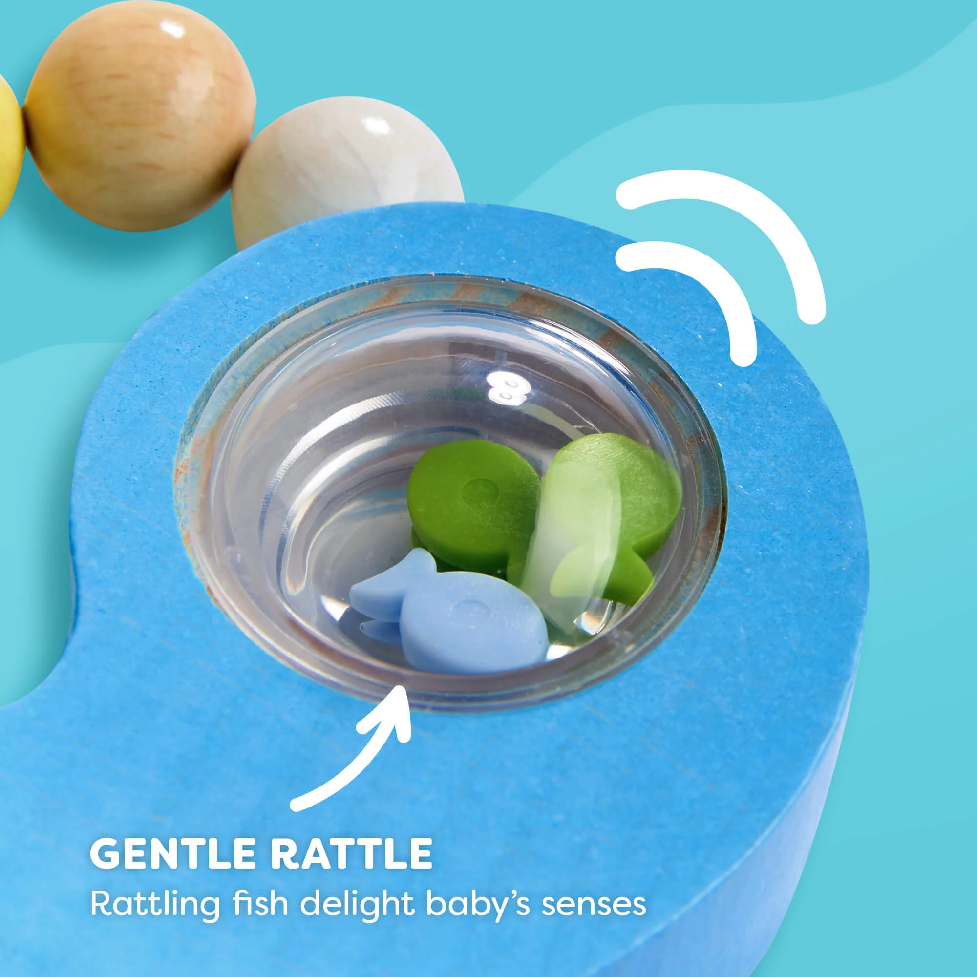 Wooden Whale Rattle & Grasping Toy for Babies