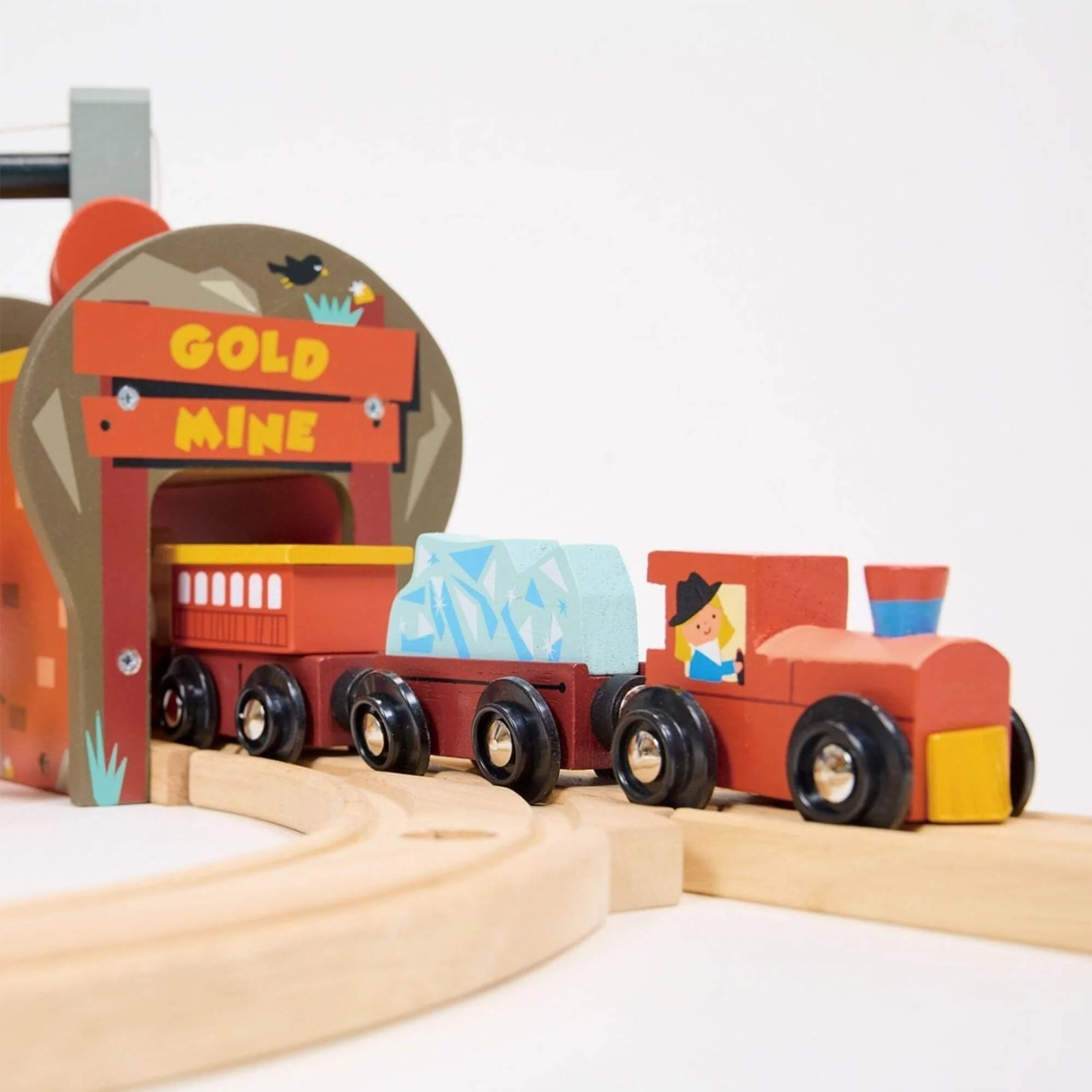 Mentari Gold Mine Wooden Train Track Set for Adventure Play
