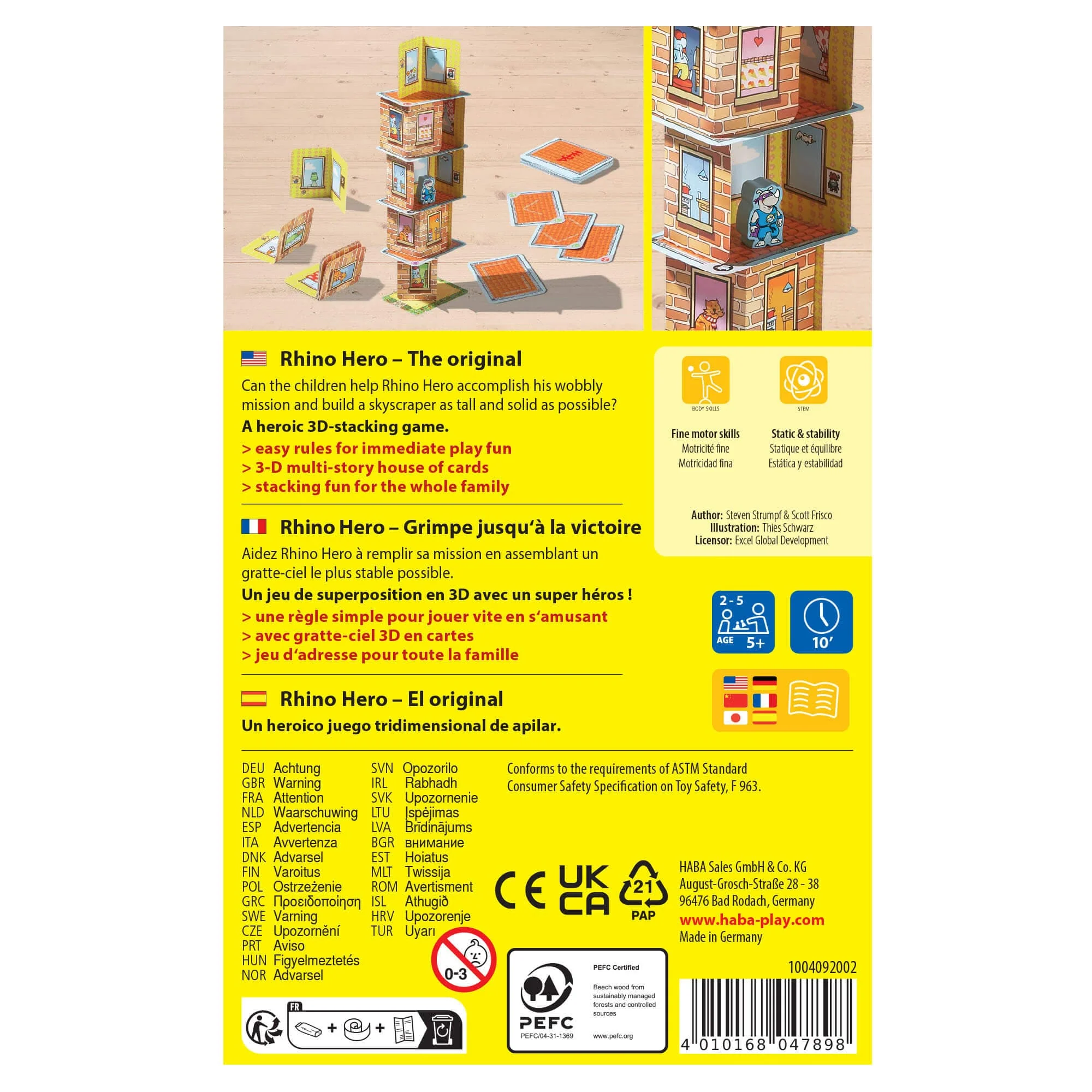 Rhino Hero Stacking Cards Game for Family and Classroom Play