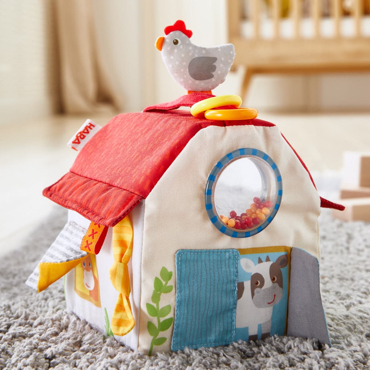 Farmyard Play Cube Baby Toy with Mirror and Rattle Sounds