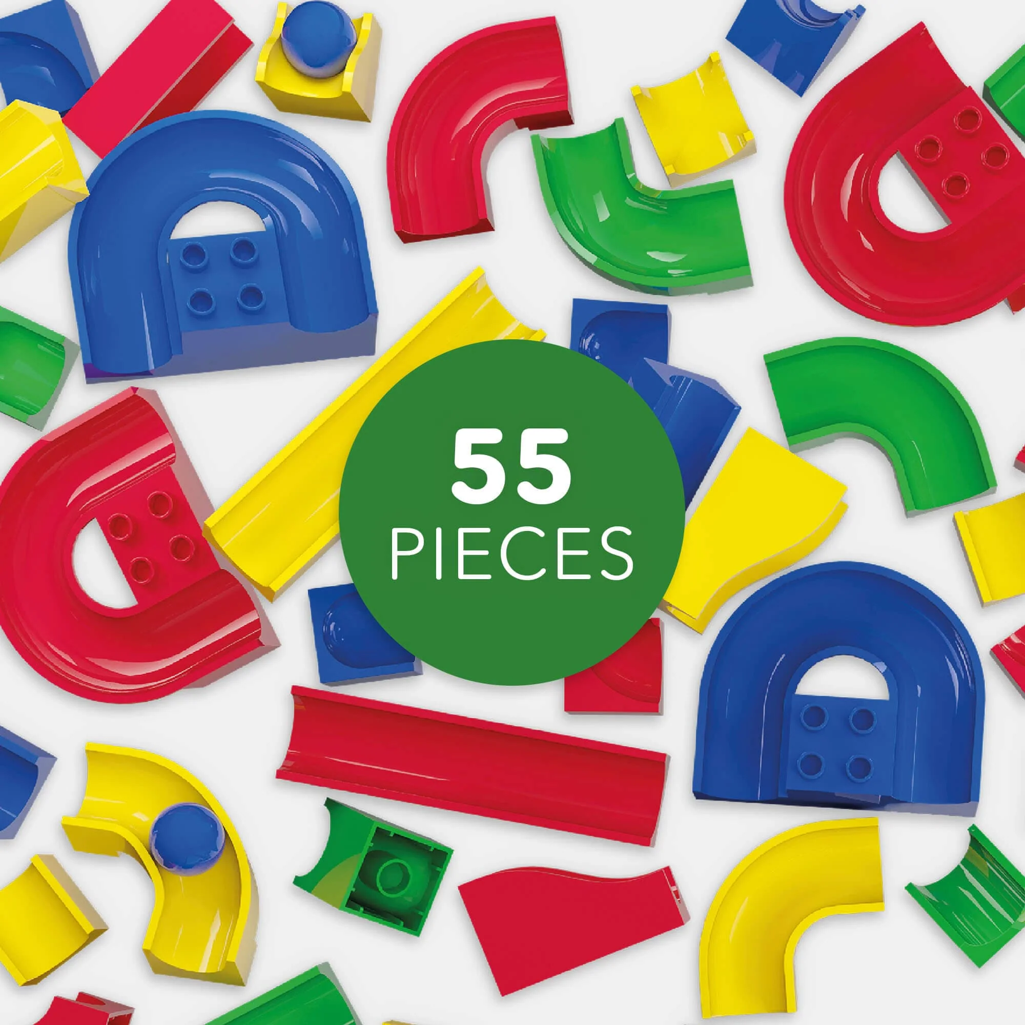 Hubelino 55-Piece Run Elements Set for Standard Building Blocks