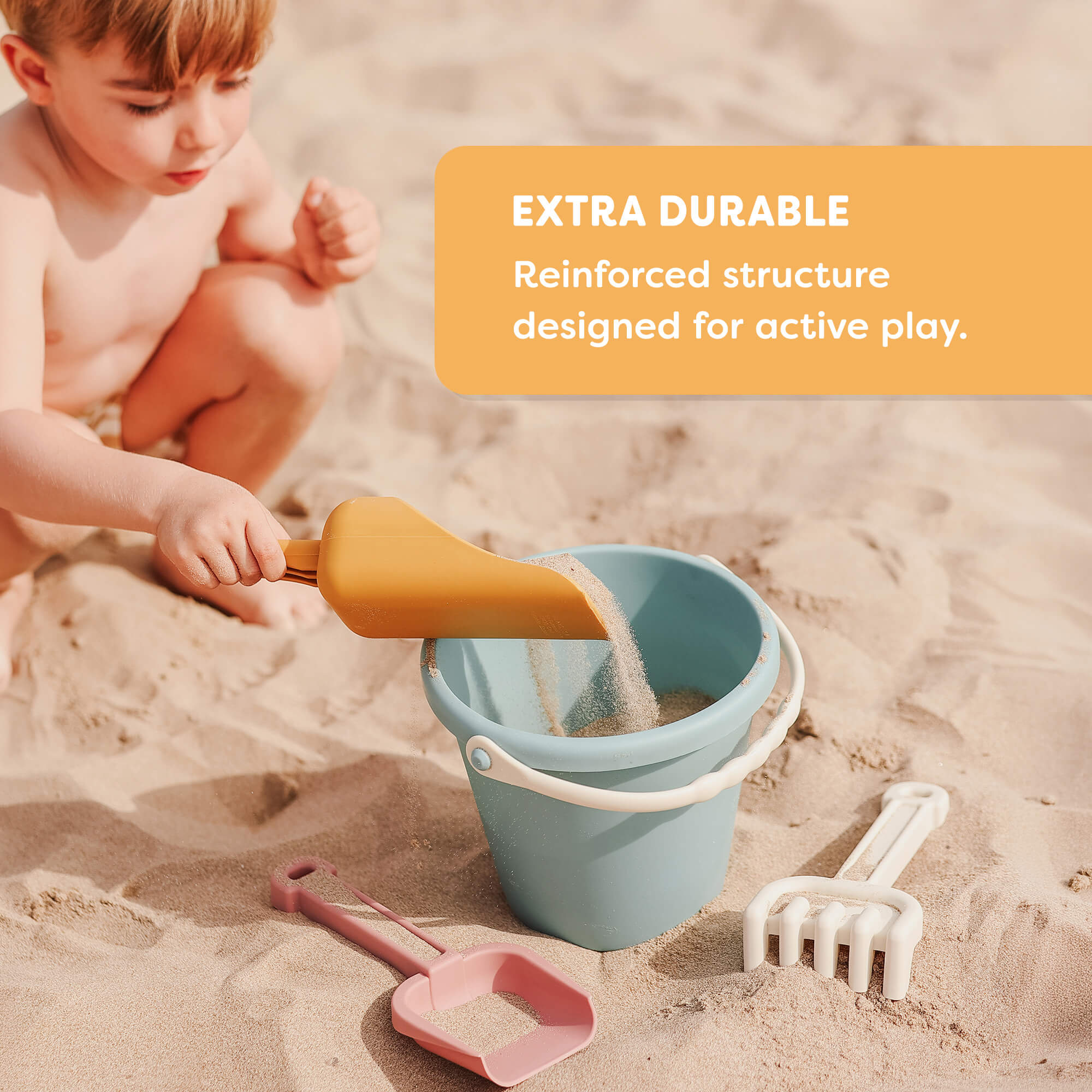 Miniland ECO Large Sand Toys Set with Bucket Shovel Rake Sieve