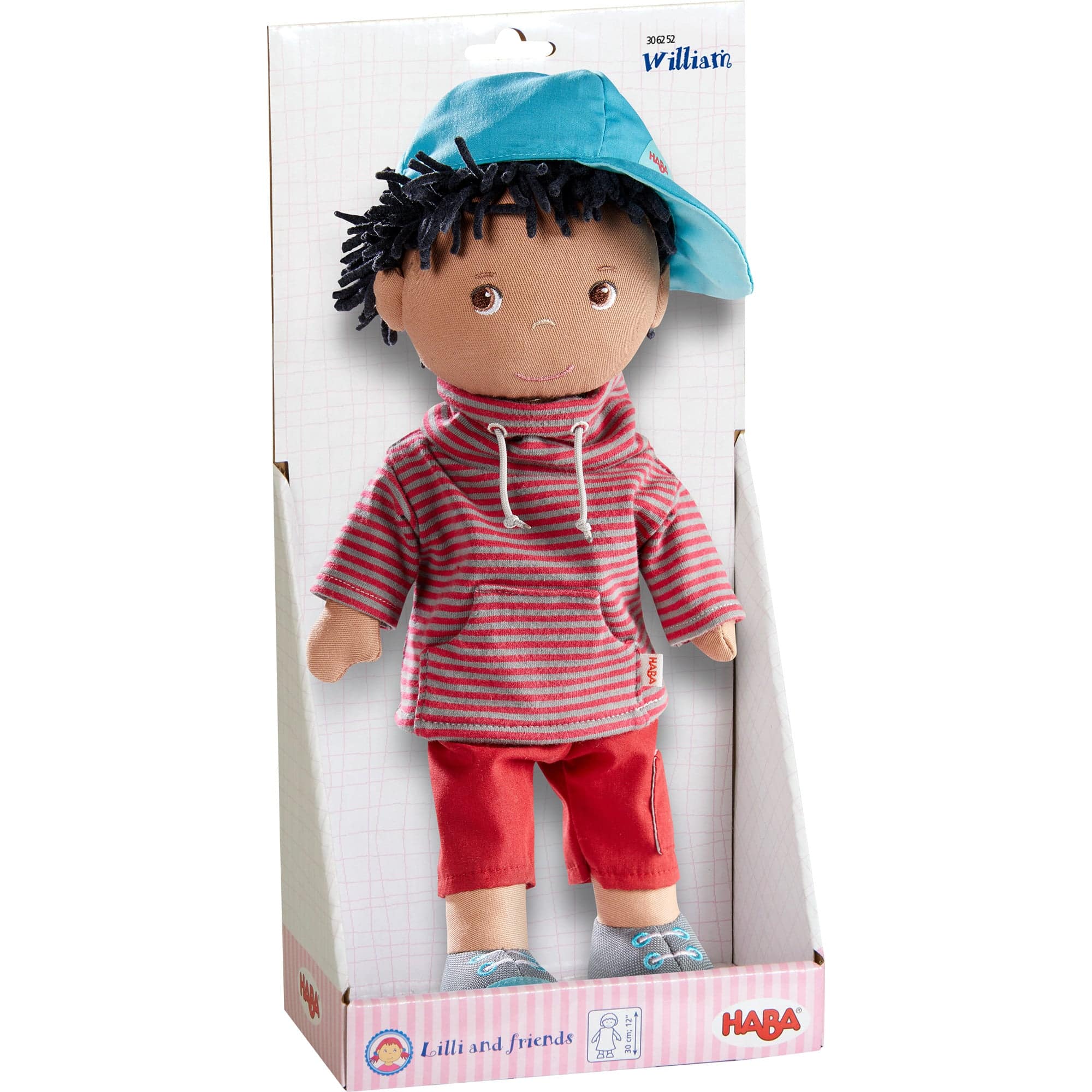 William 12" Soft Boy Doll with Chenille Hair and Baseball Cap