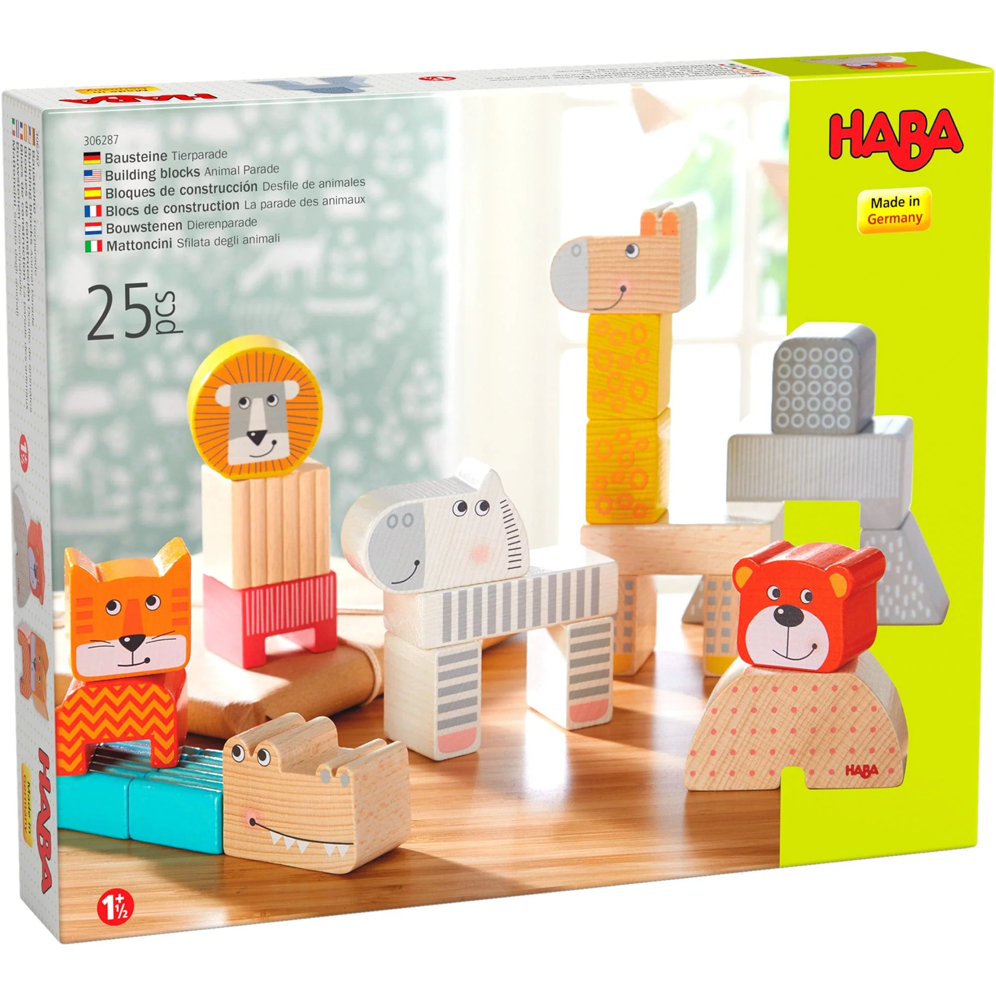 Animal Parade Blocks: 25 Beech Wood Building Blocks for Kids