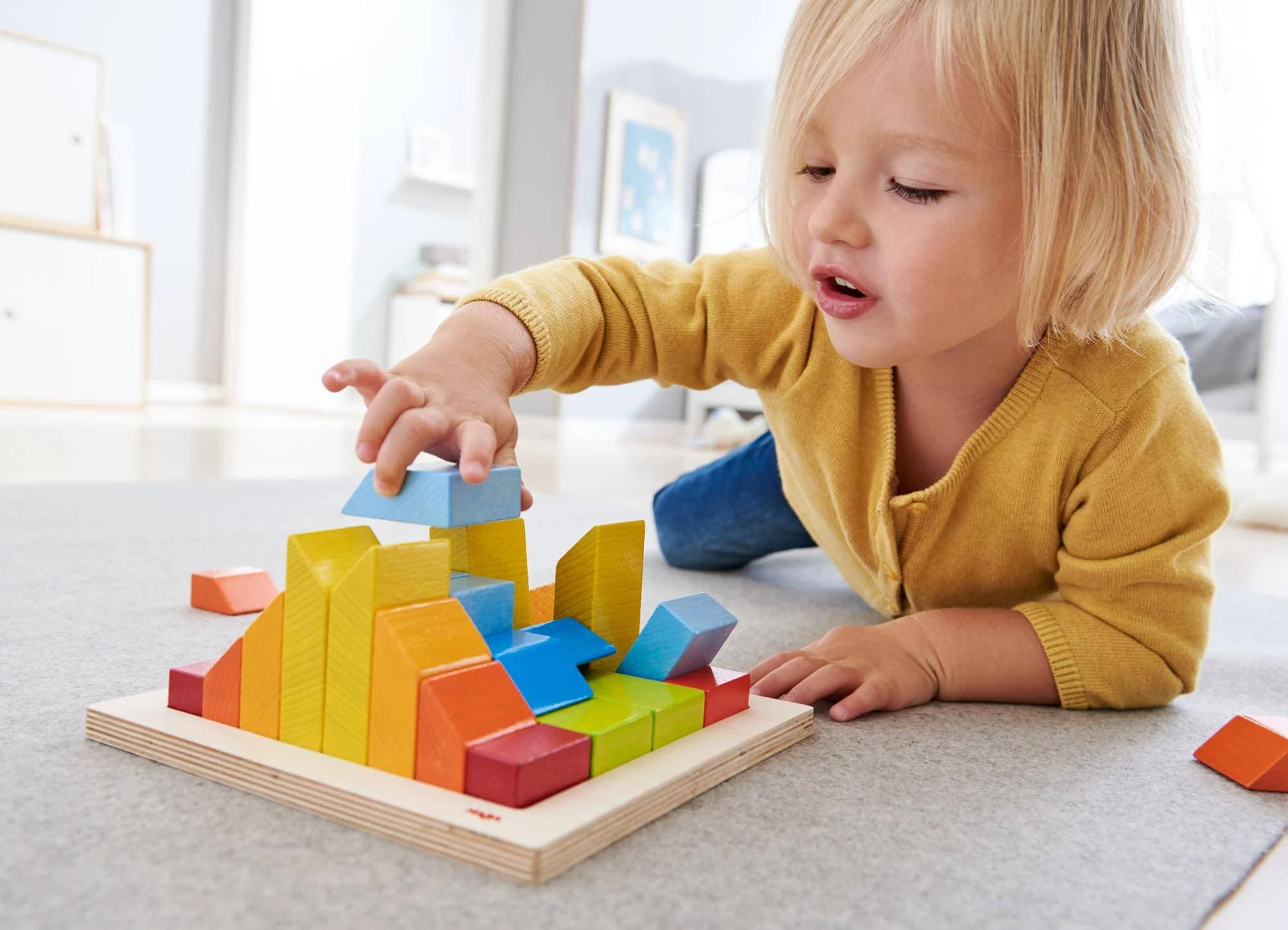 Creative Stones 3D Wooden Arranging Blocks Game with Template Cards