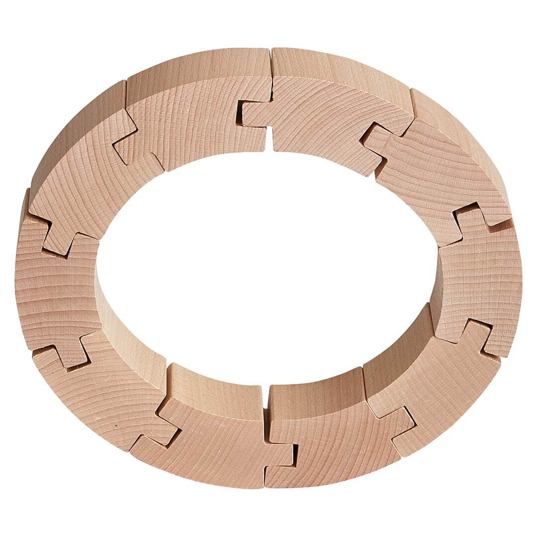 Interlocking Wooden Beech Blocks Construction Set for Curves and Arches