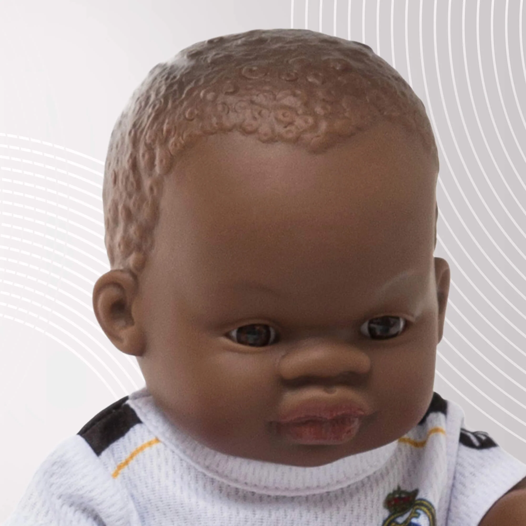 Miniland Real Madrid African Boy Soccer Doll for Little Fans