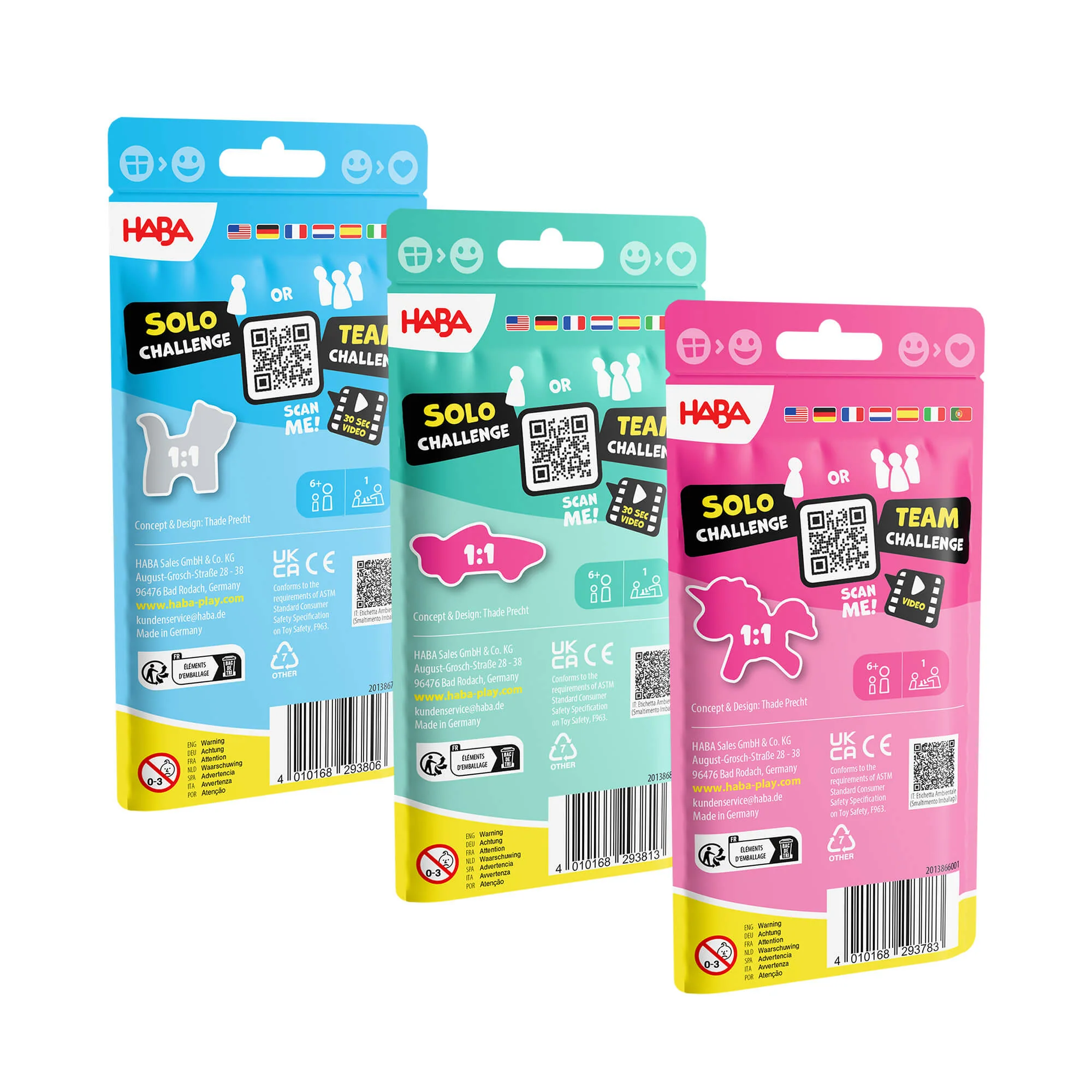 HABA Stacking Challenge Bundle with Unicorn, Animal, and Vehicle Kits