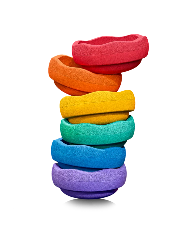 Stapelstein Original Rainbow Balance and Stepping Stones Set