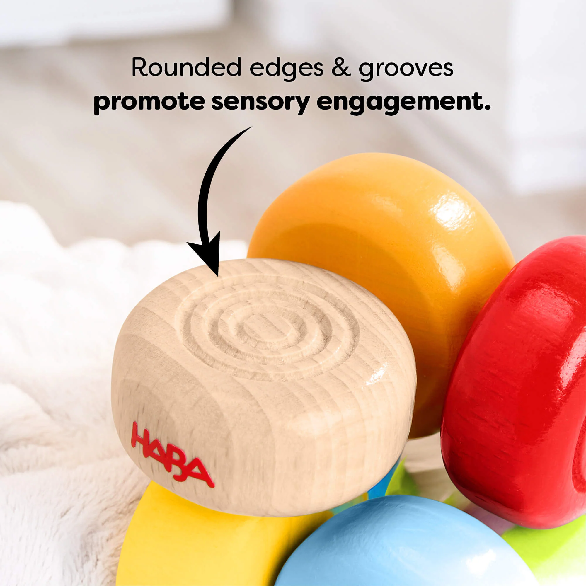 Color Drops Wooden Grasping and Teething Toy for Babies 6 Months and Up