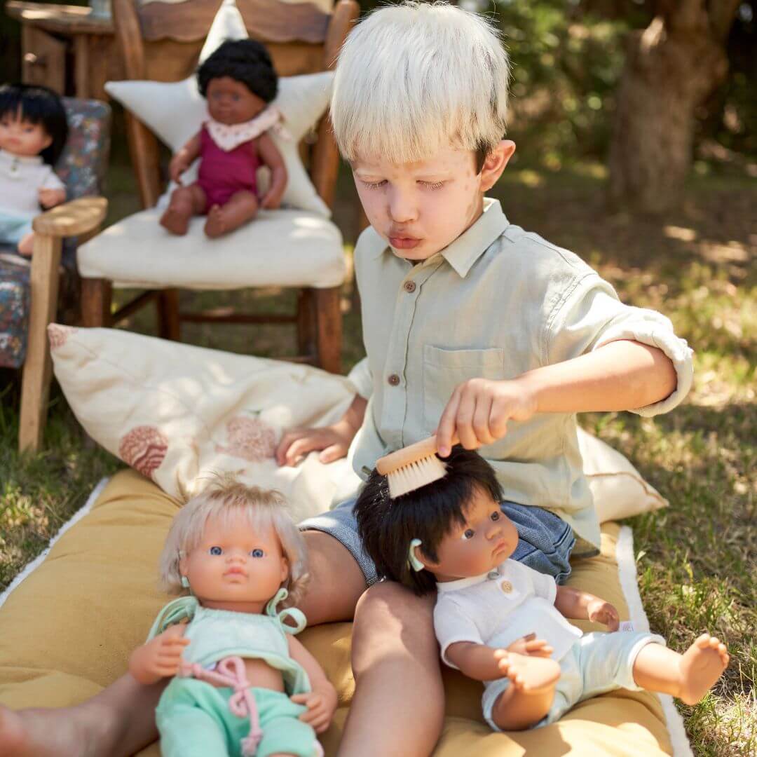 Miniland Wooden Doll Beauty Set with Mirror, Brush and Carry Case