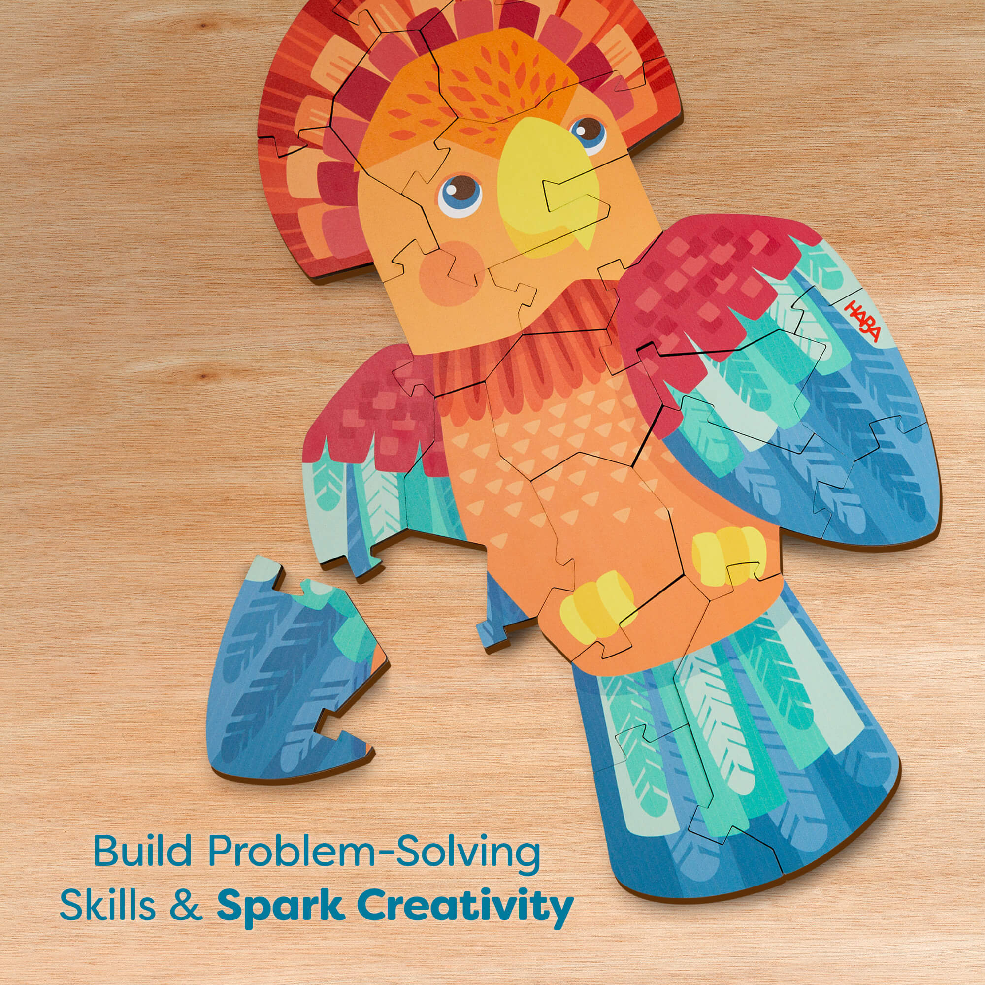 Parrot 2-in-1 Wooden Puzzle with 21 Double-Sided Pieces