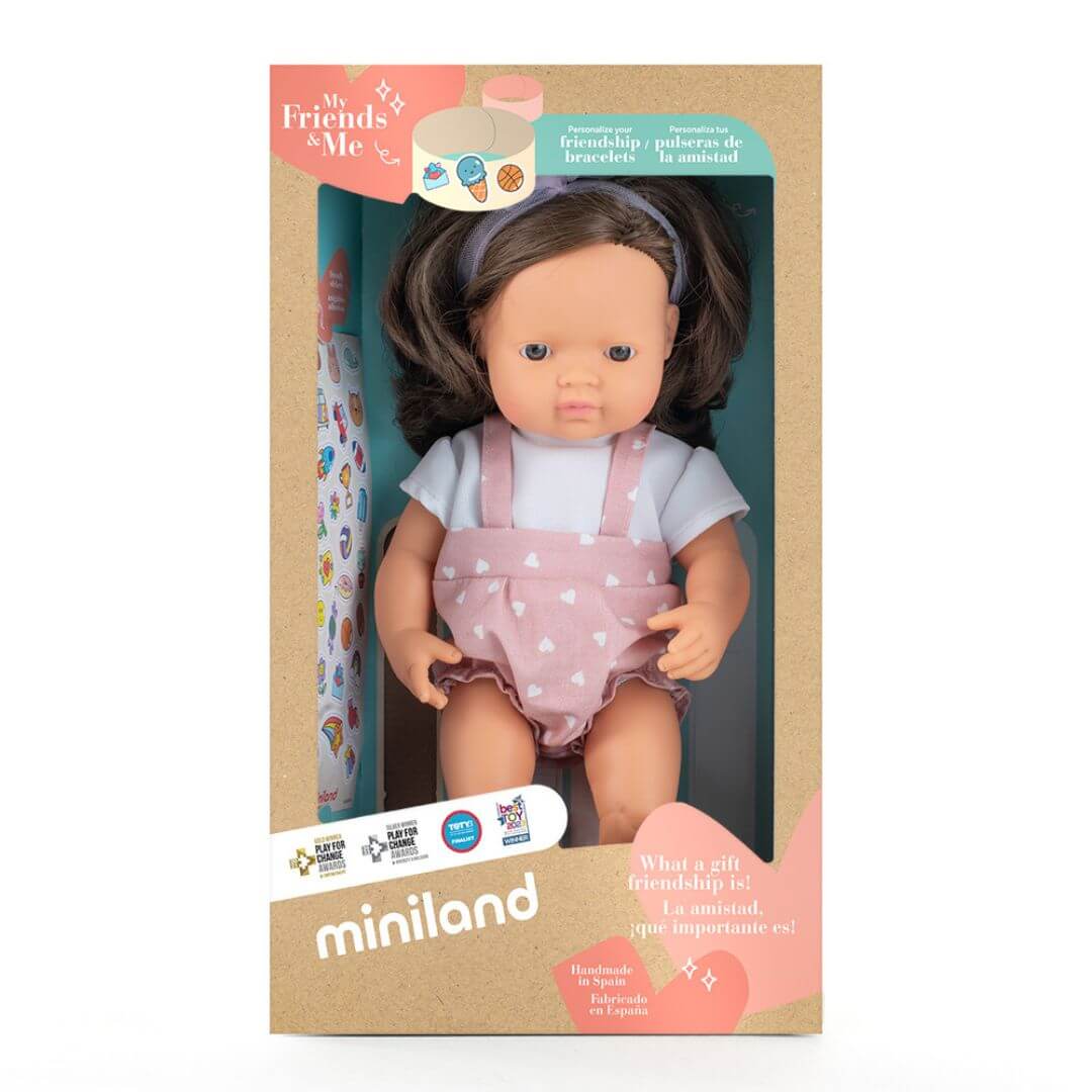 Miniland My Friends & Me 15" Girl Doll with Brown Hair