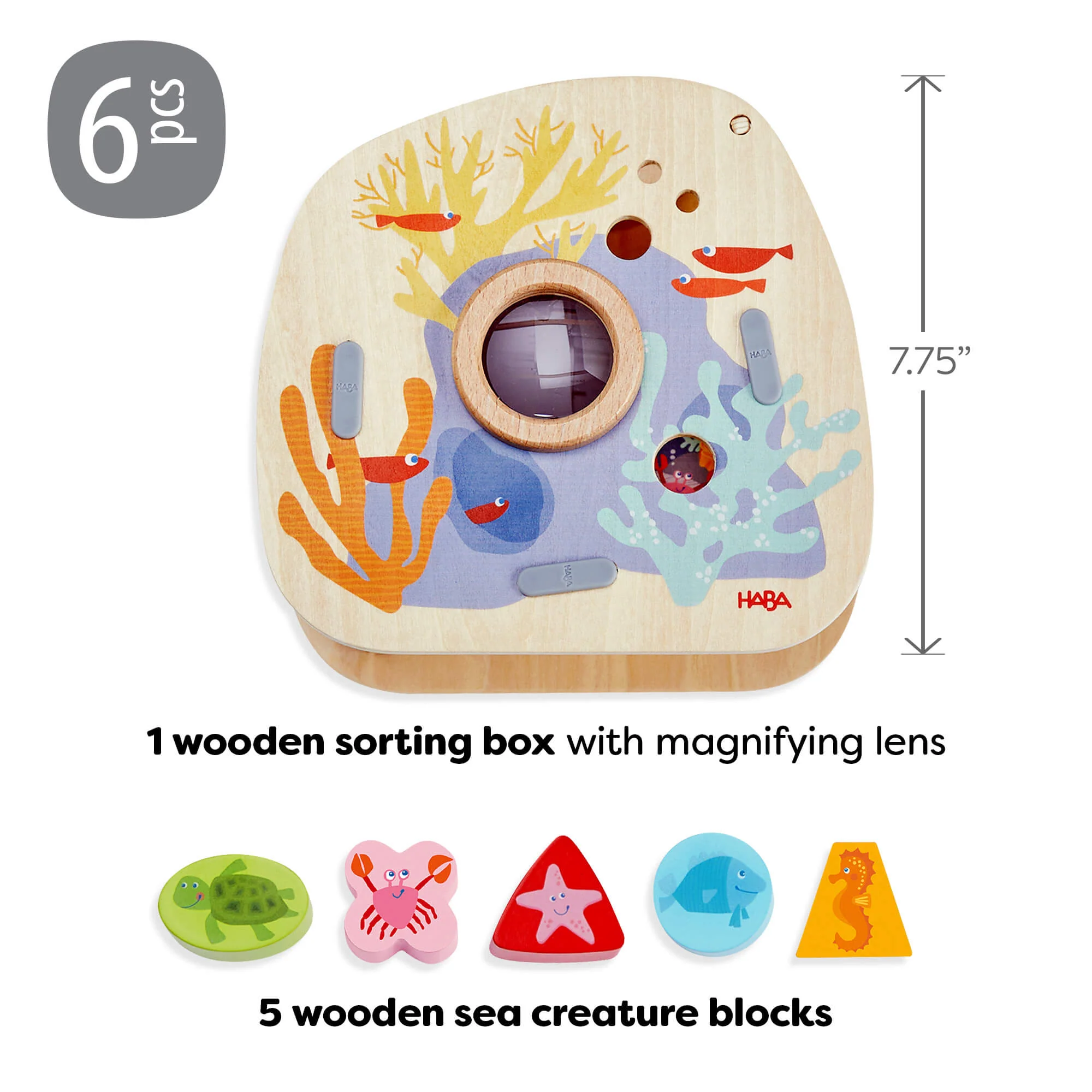 Underwater World Wooden Shape Sorter with Five Sea Creature Blocks