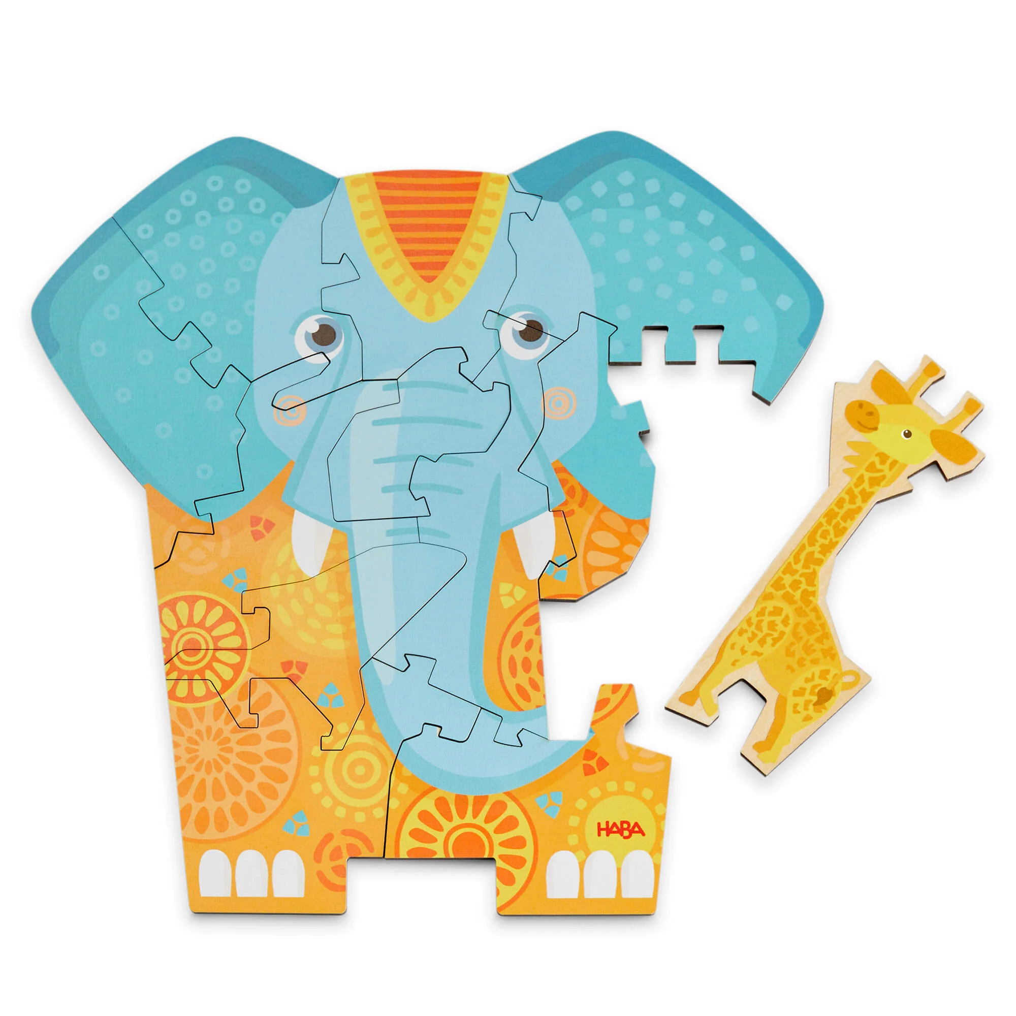 Elephant 2-in-1 Wooden Puzzle with 12 Double-Sided Pieces