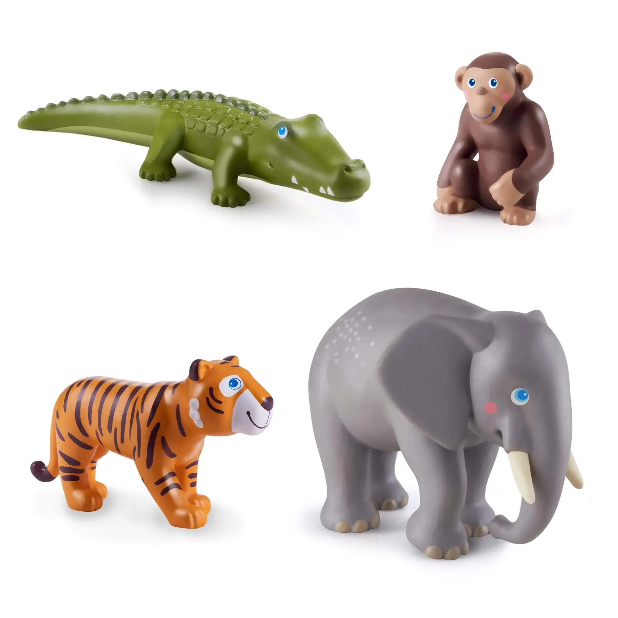 HABA Little Friends Safari Animals Bundle with Tiger, Crocodile, Elephant and Monkey