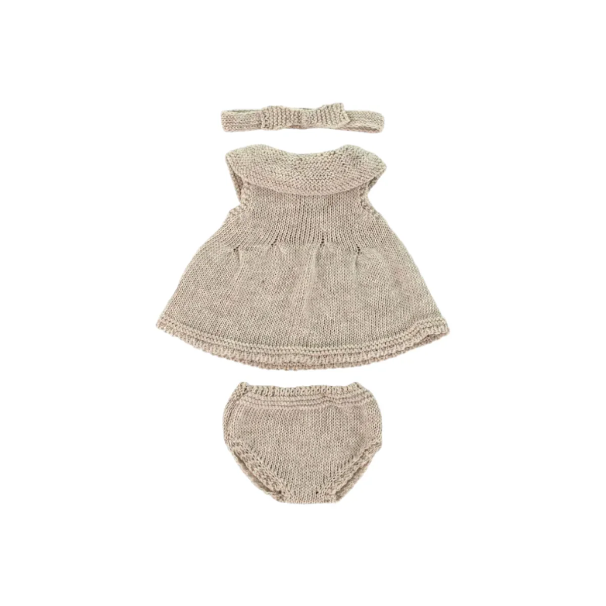 Oatmeal Knit Dress and Headband Set for 12 Inch Miniland Doll