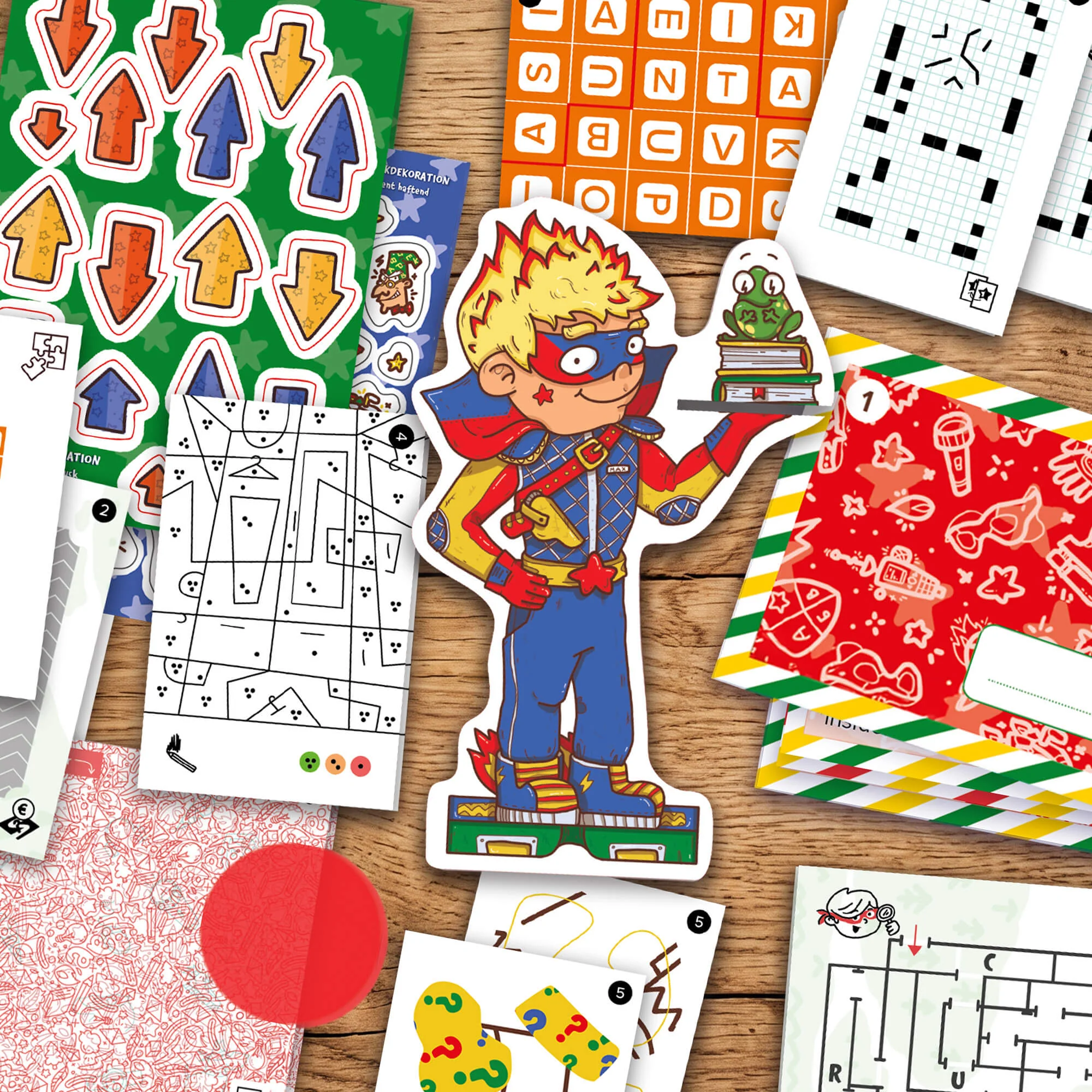 Superheroes Treasure Hunt Party Game with Puzzles and Clue Envelopes