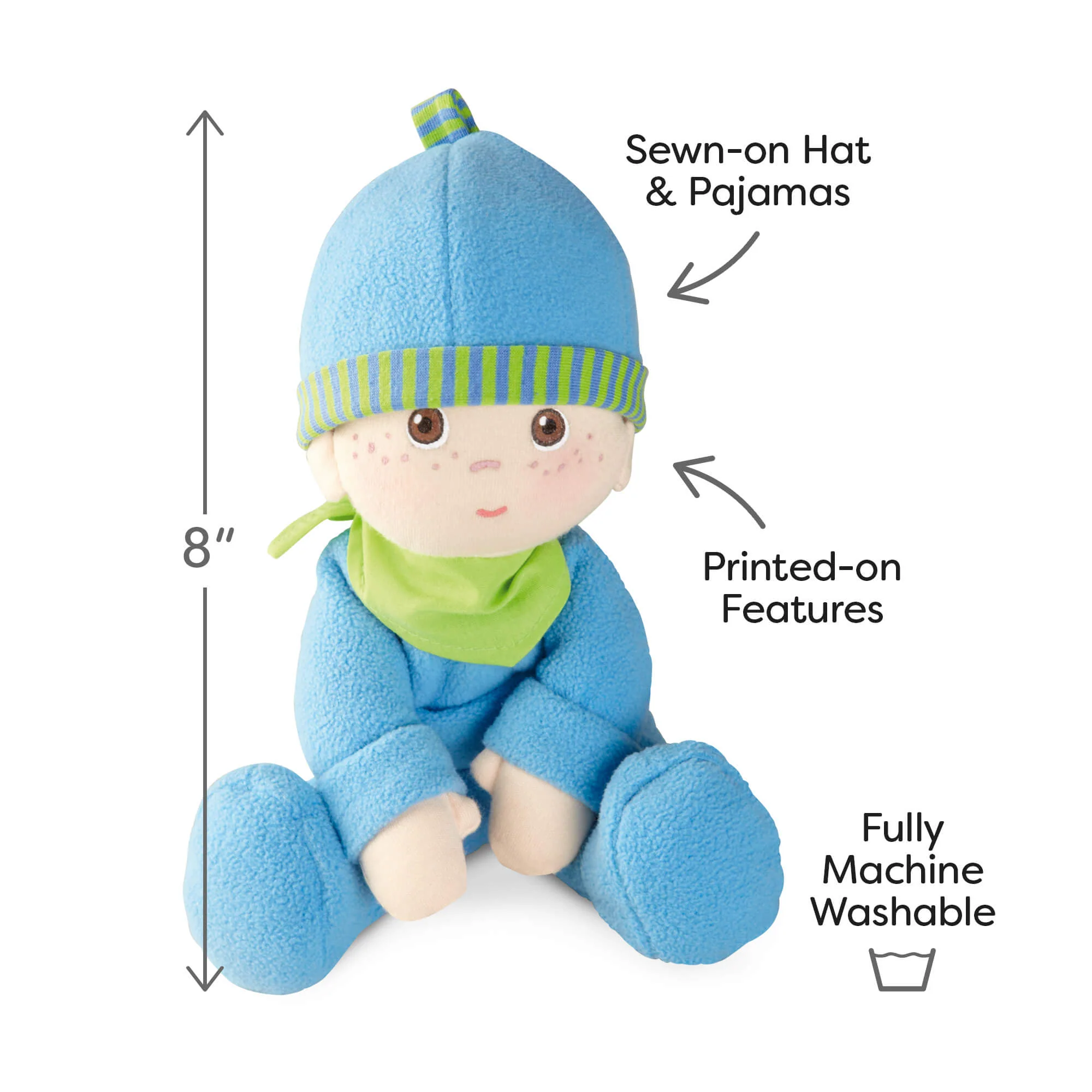 Luis Snug Up 娃娃 8" 第一款婴儿娃娃，由 HABA 出品