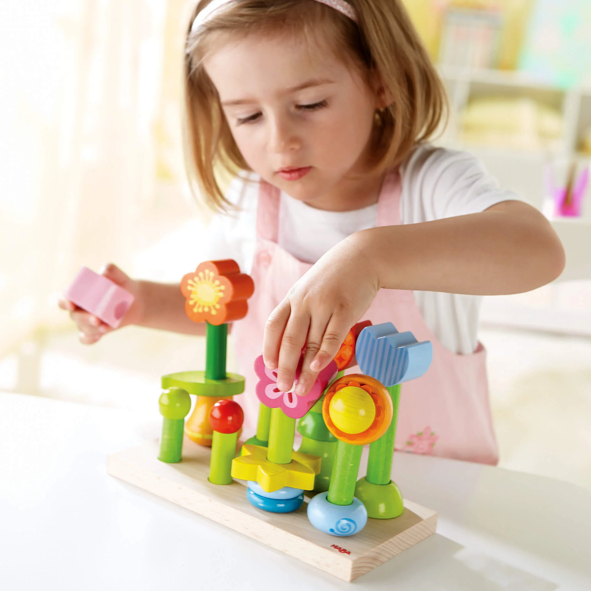 Flower Garden Wooden Sorting and Stacking Game for Toddlers