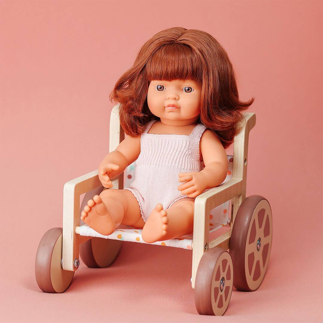 Miniland Wooden Doll Wheelchair for Dolls Up to 15 Inches