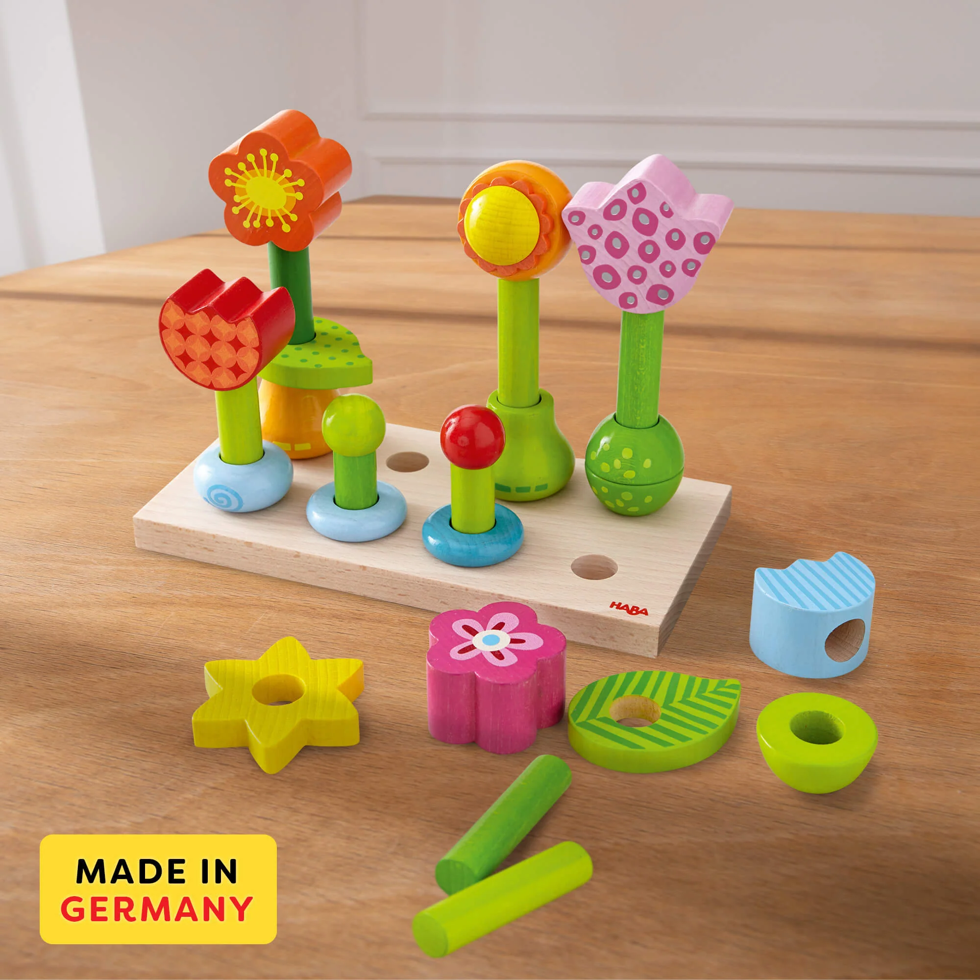 Flower Garden Wooden Sorting and Stacking Game for Toddlers