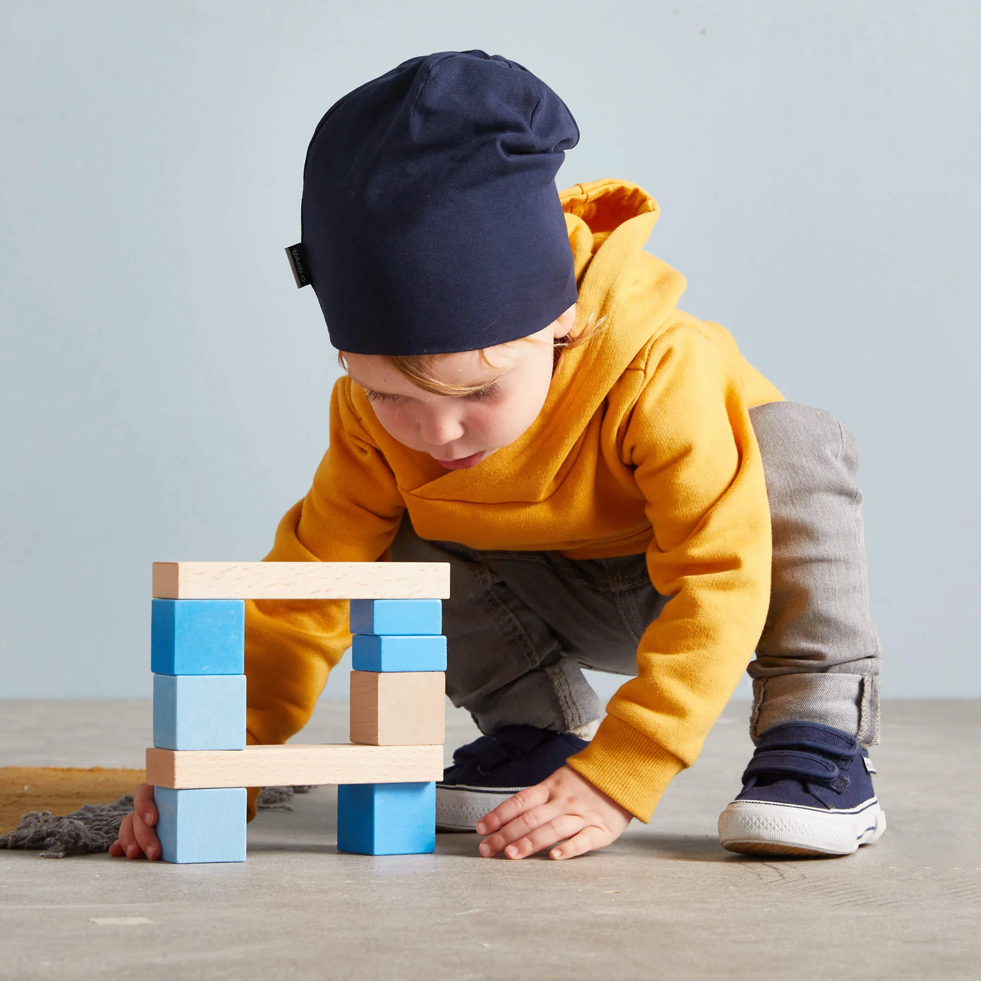 Colored Wooden Building Blocks, 46 Piece Set for Ages 1 and Up