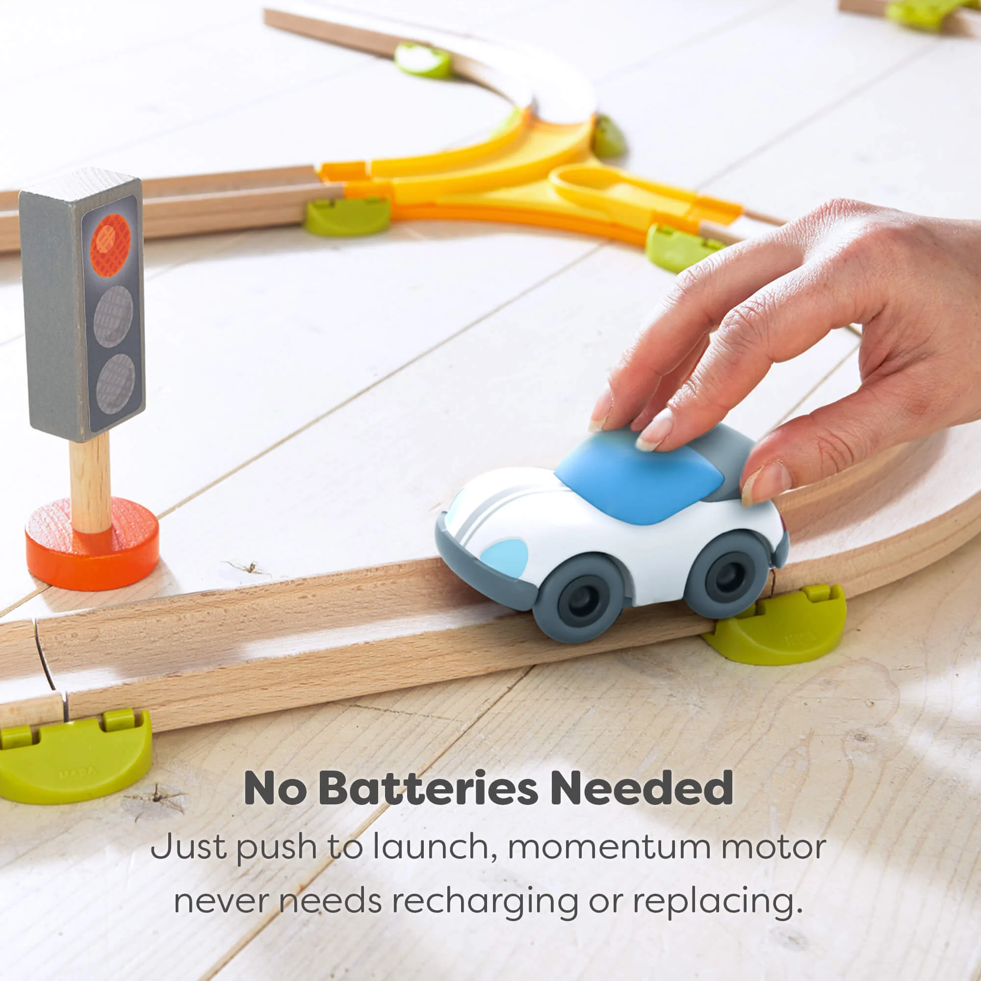 HABA Cars White Speedster Race Car with Momentum Motor