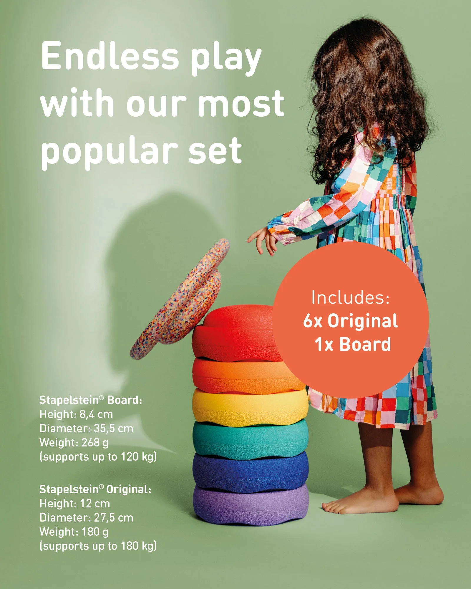 Stapelstein Balance and Stepping Stone Set With Balance Board