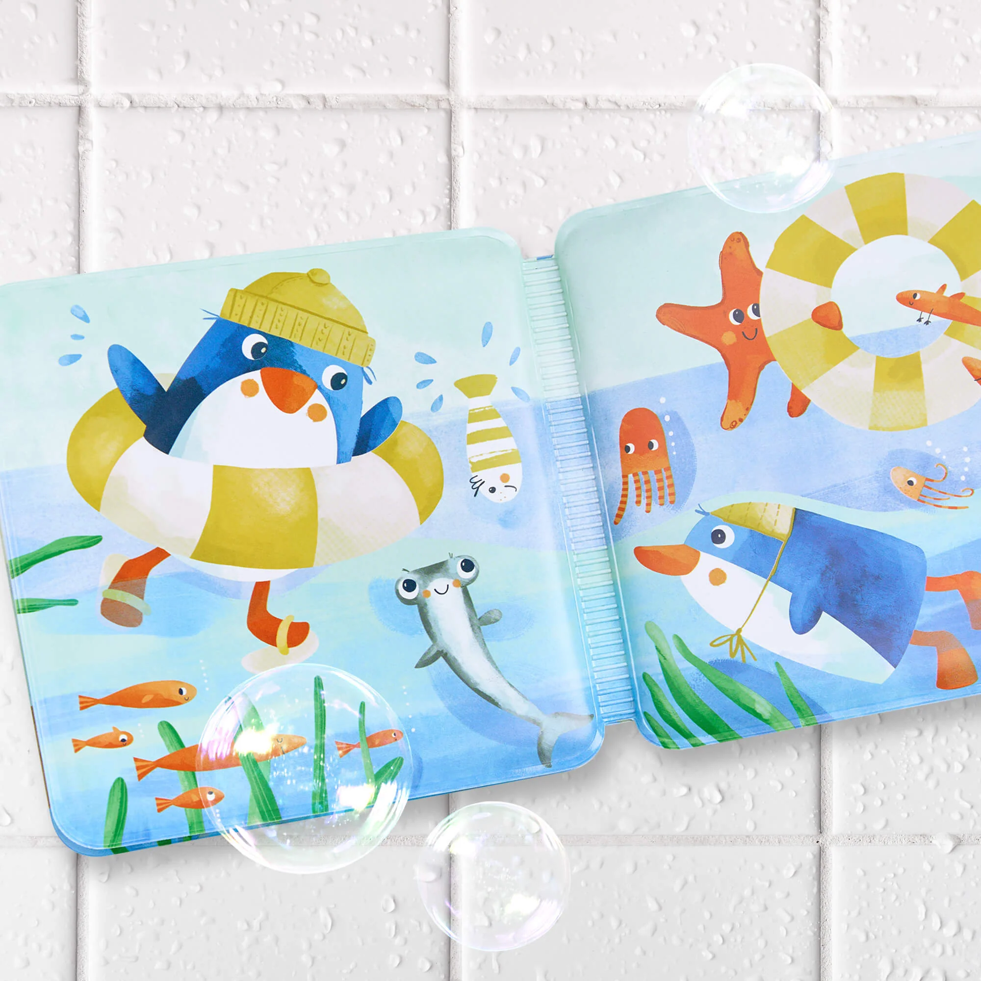 Penguin Bath Book with Squeaker for Splashy Tub and Pool Play