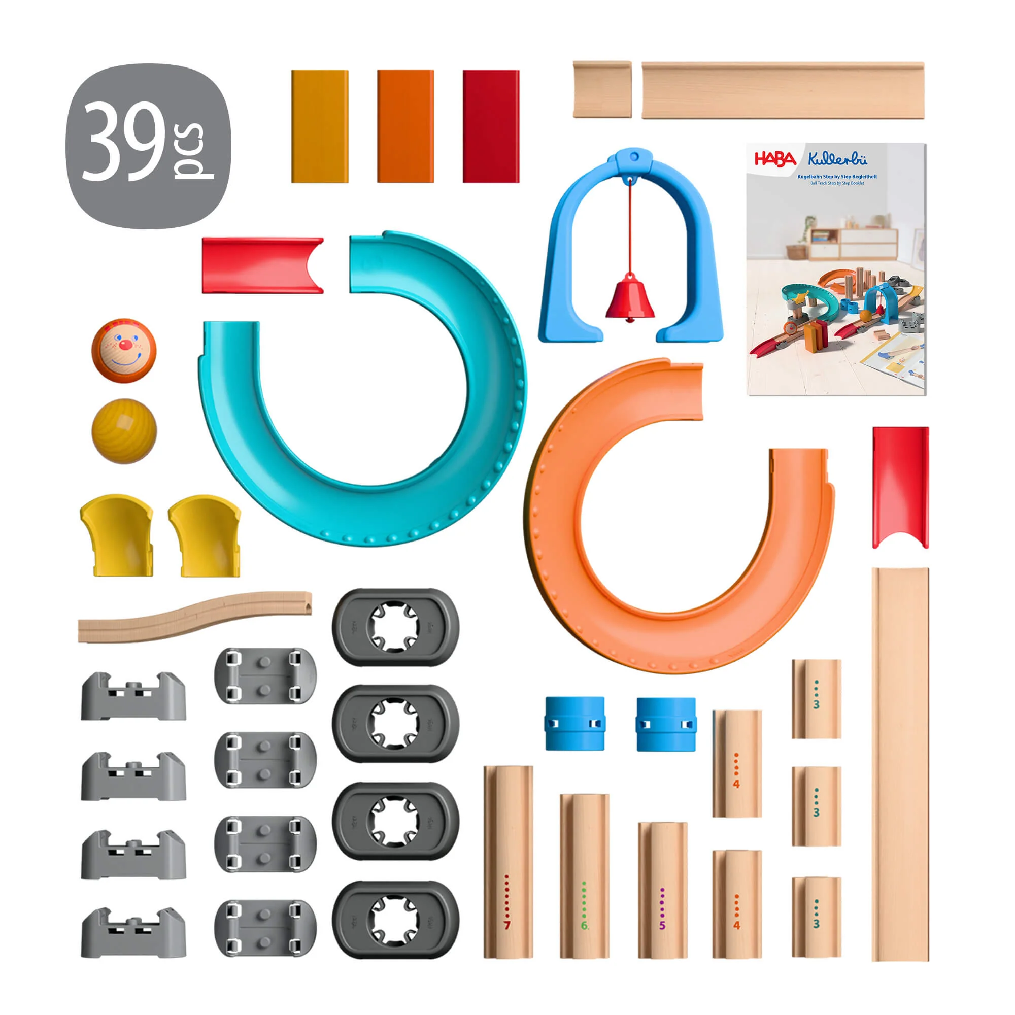 Kullerbu Colorful Curves Build & Grow 39-Piece Ball Track Set