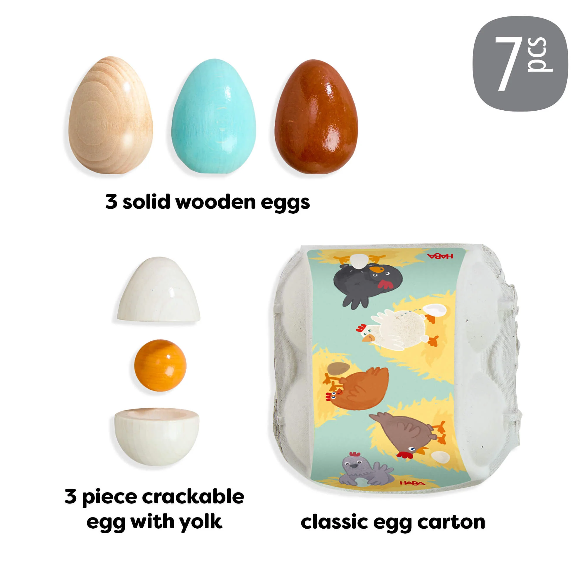 Creative Play Wooden Eggs Play Food Set with Carton