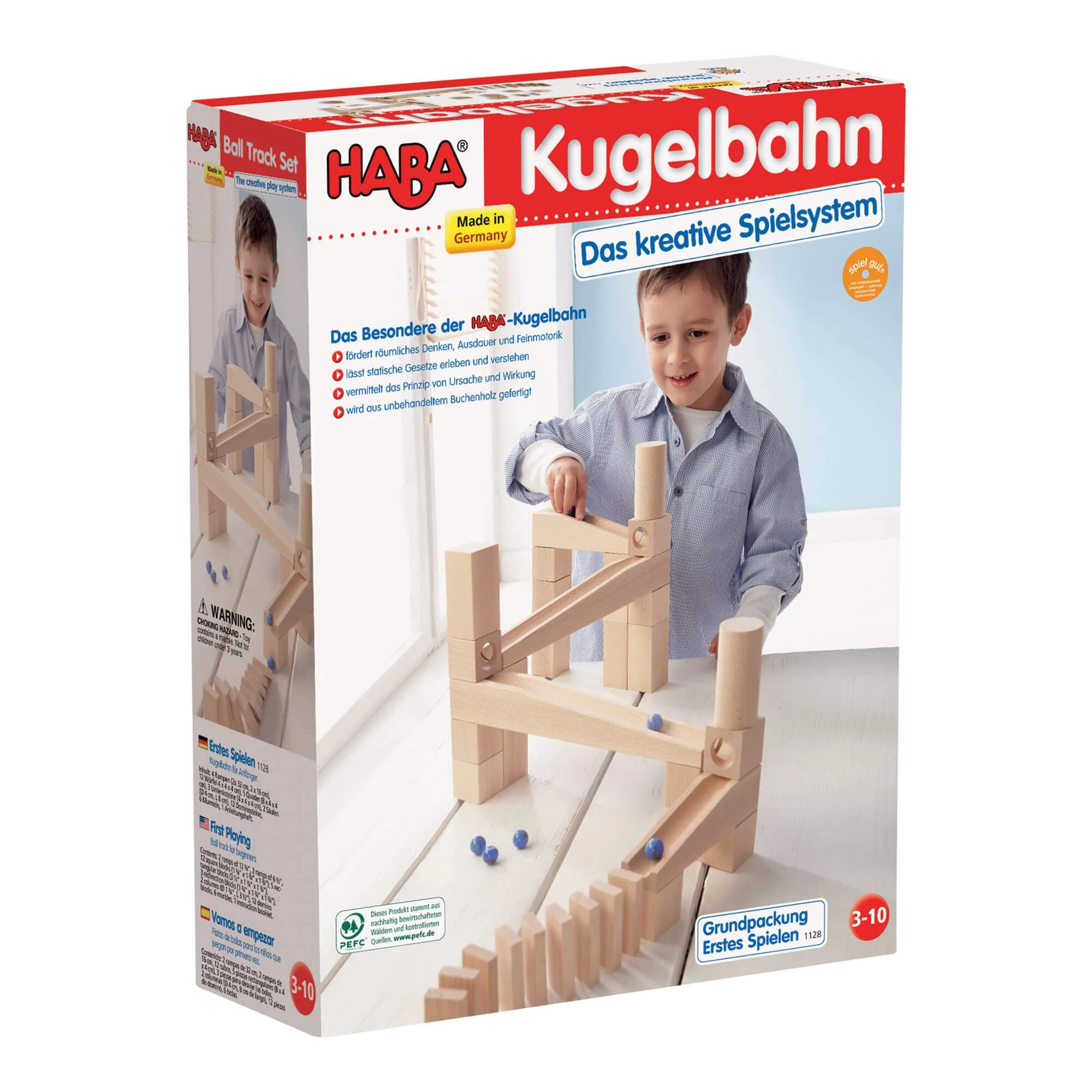 Marble Run Starter Set with Wooden Blocks, Ramps and Marbles