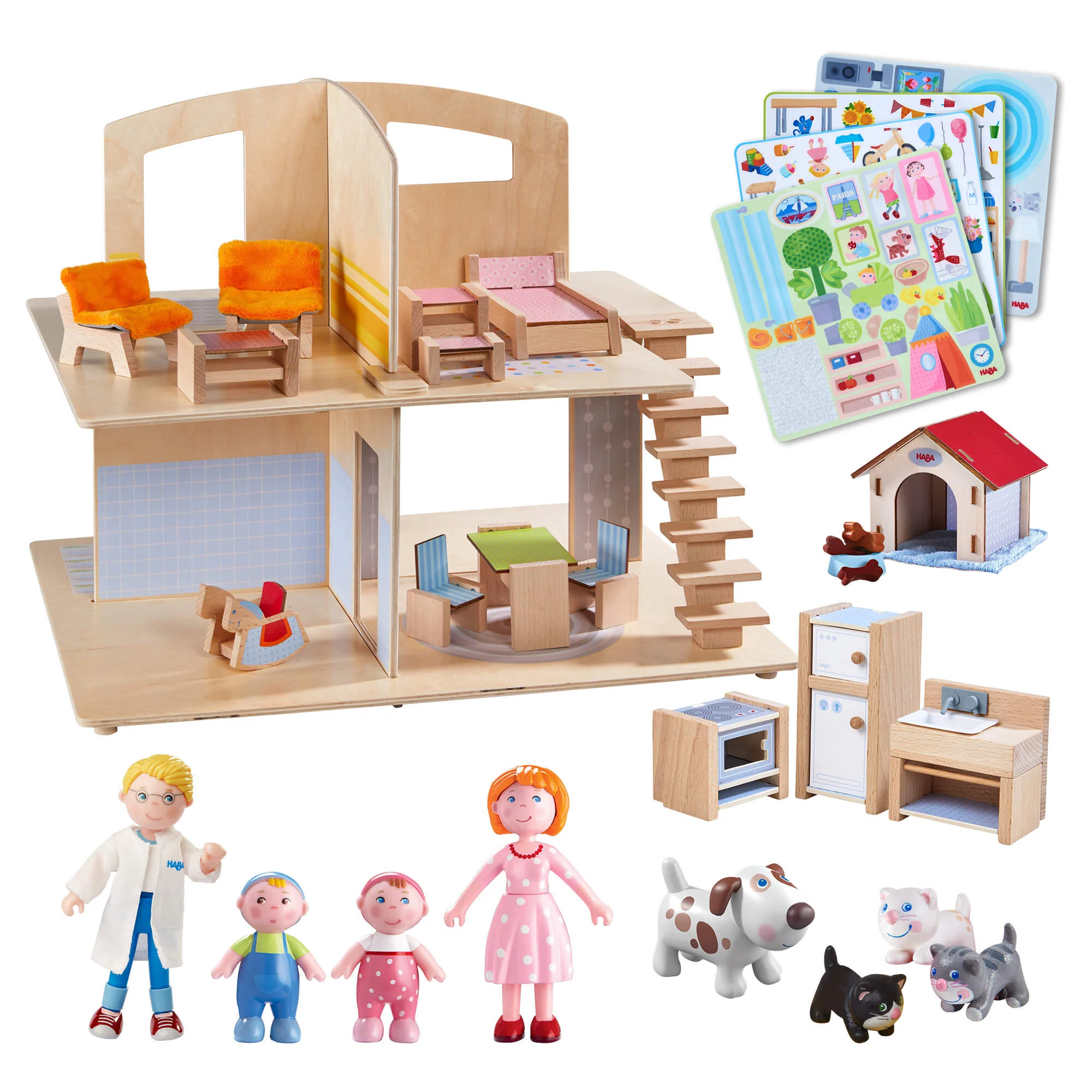 Little Friends Family Fun Dollhouse Bundle with 8 Rooms and Furniture