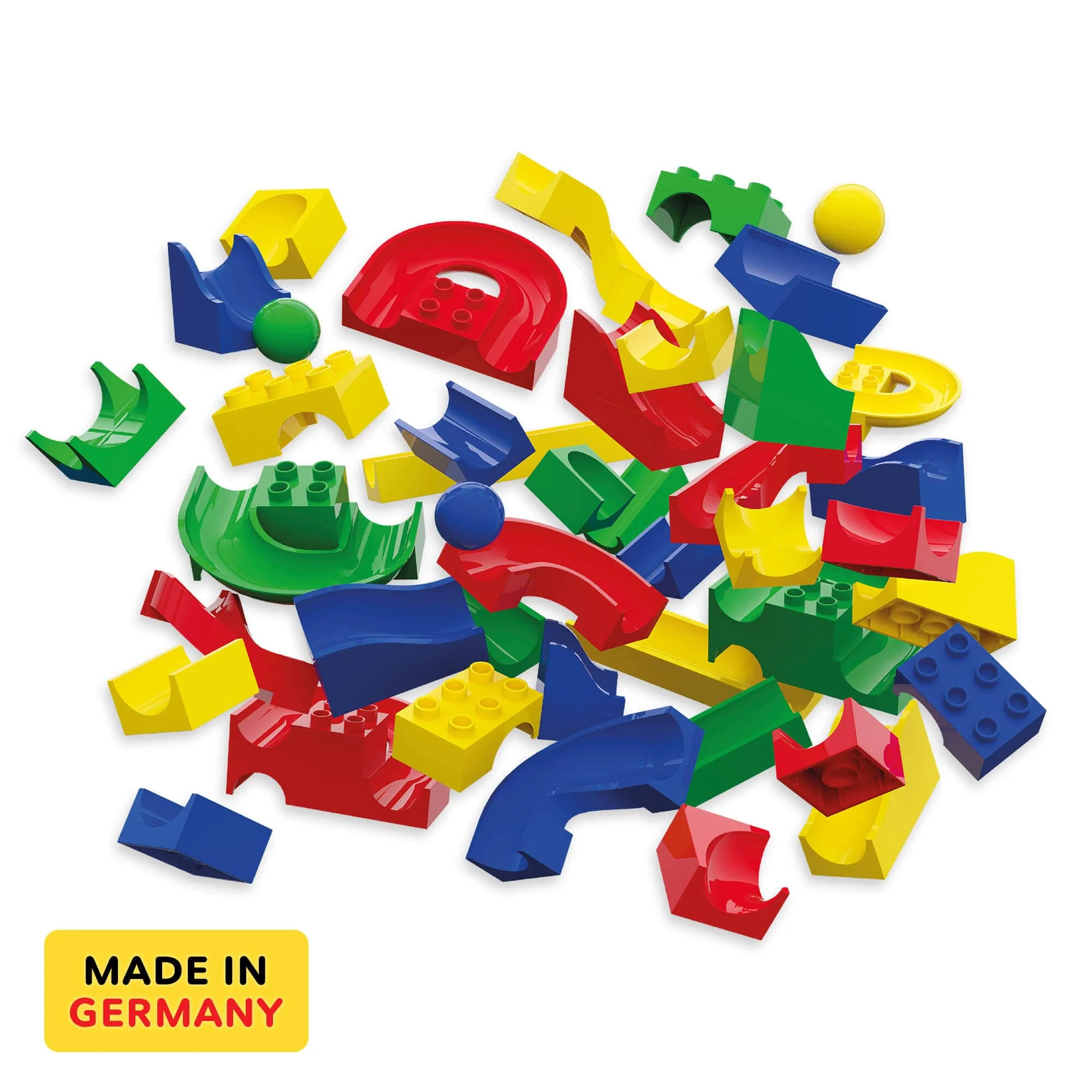 Hubelino 128-Piece Run Elements Set for Marble Run Builders