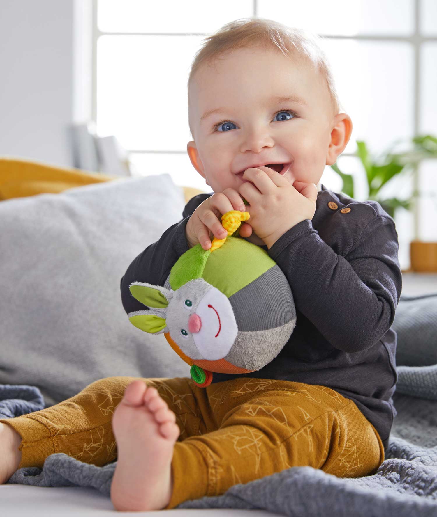 Soft Bunny Ball Plush Baby Toy with Rattling Effects