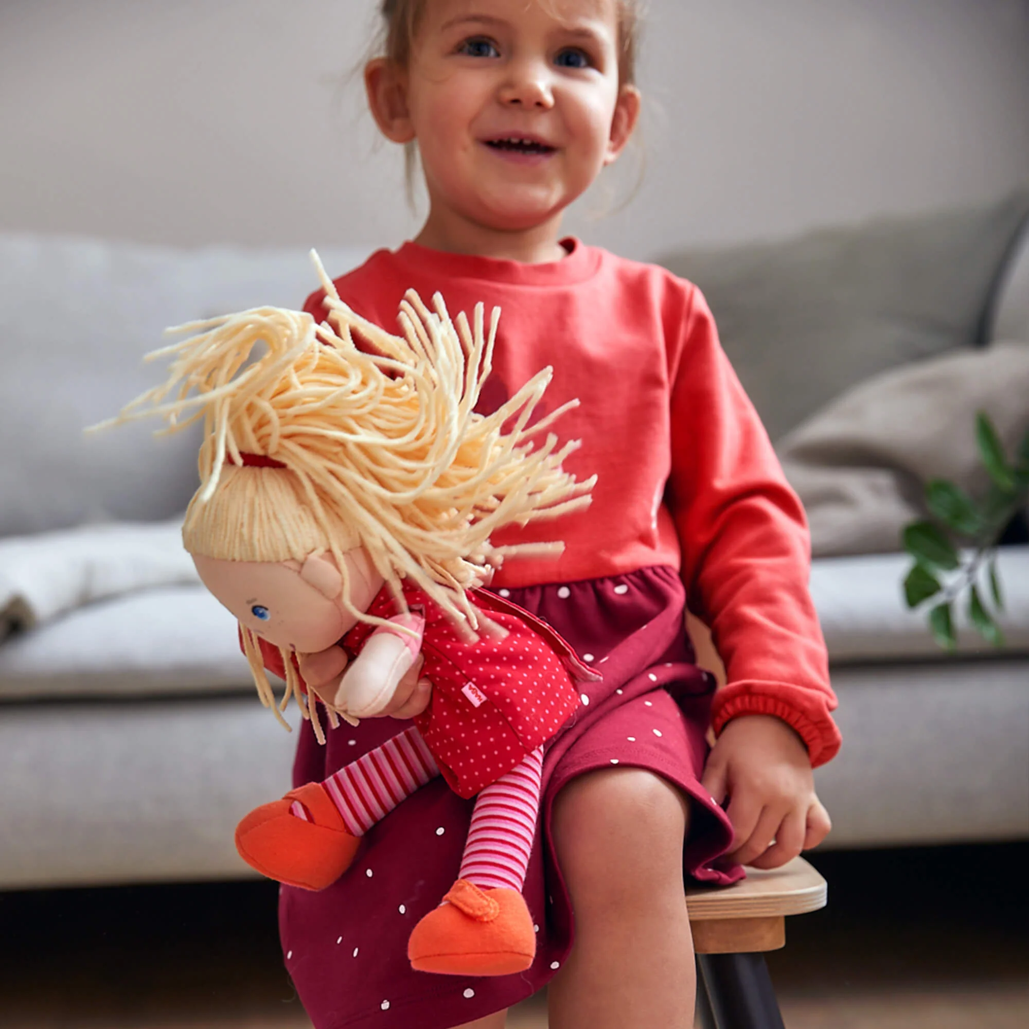 Annelie 12 Inch Soft Doll with Removable Red Polka Dot Dress