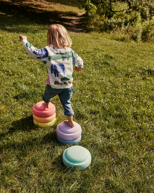 Stapelstein Original Rainbow Balance and Stepping Stones Set