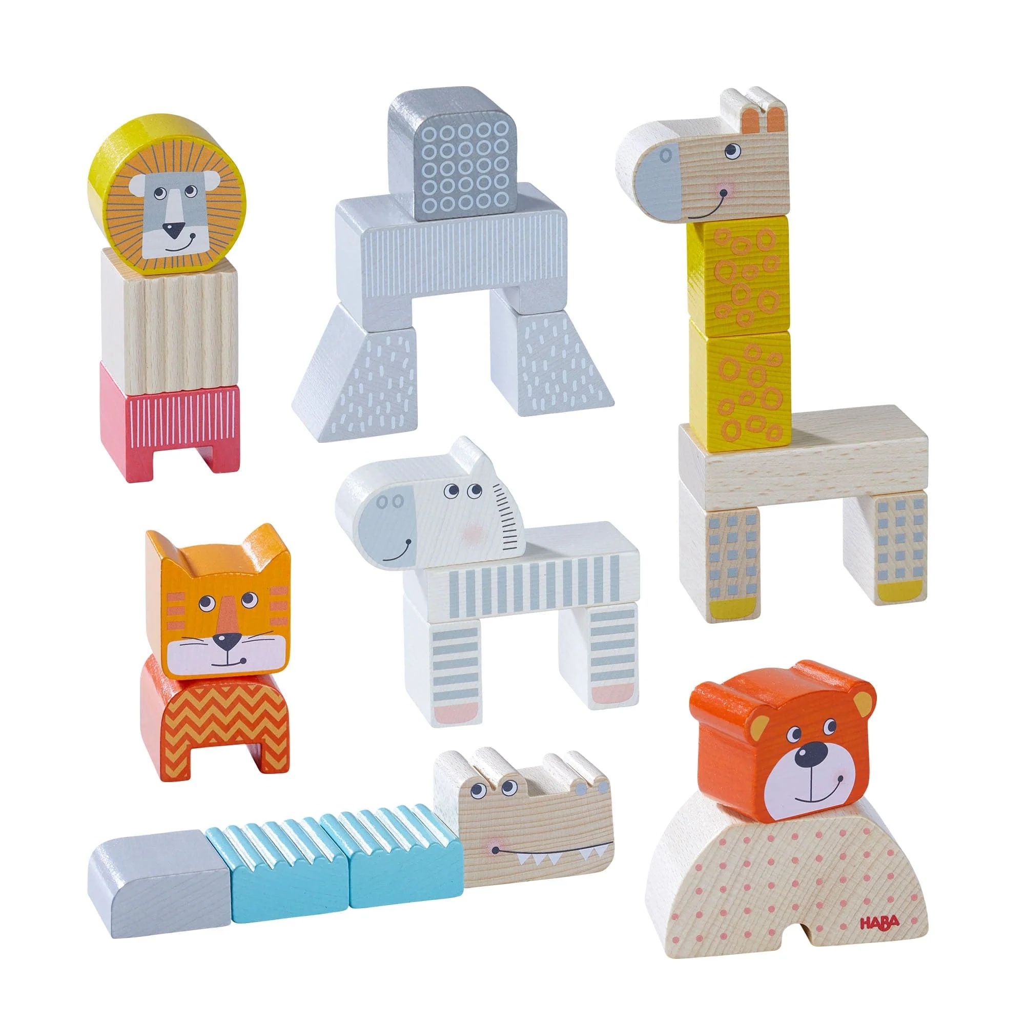 Animal Parade Blocks: 25 Beech Wood Building Blocks for Kids