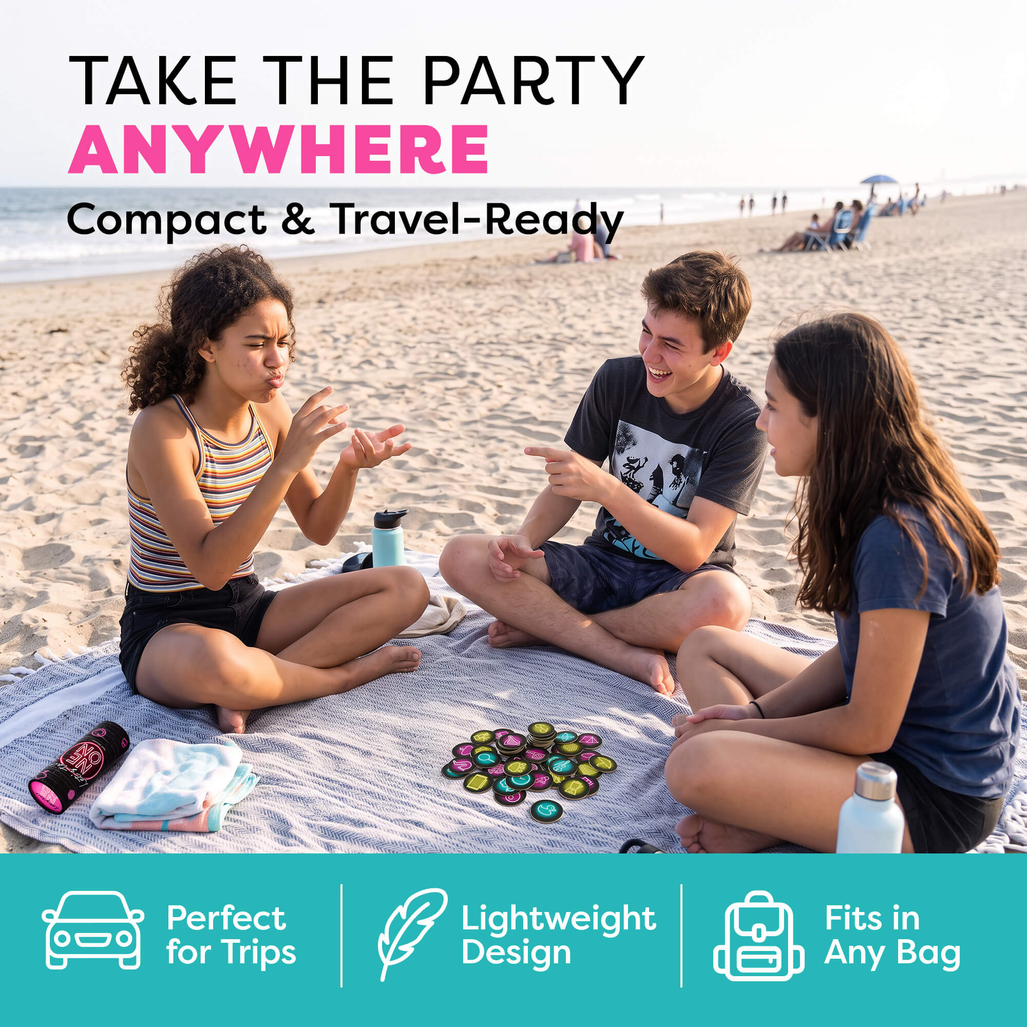 Let's Talk NEON Party Game with 50 Double-Sided Tiles