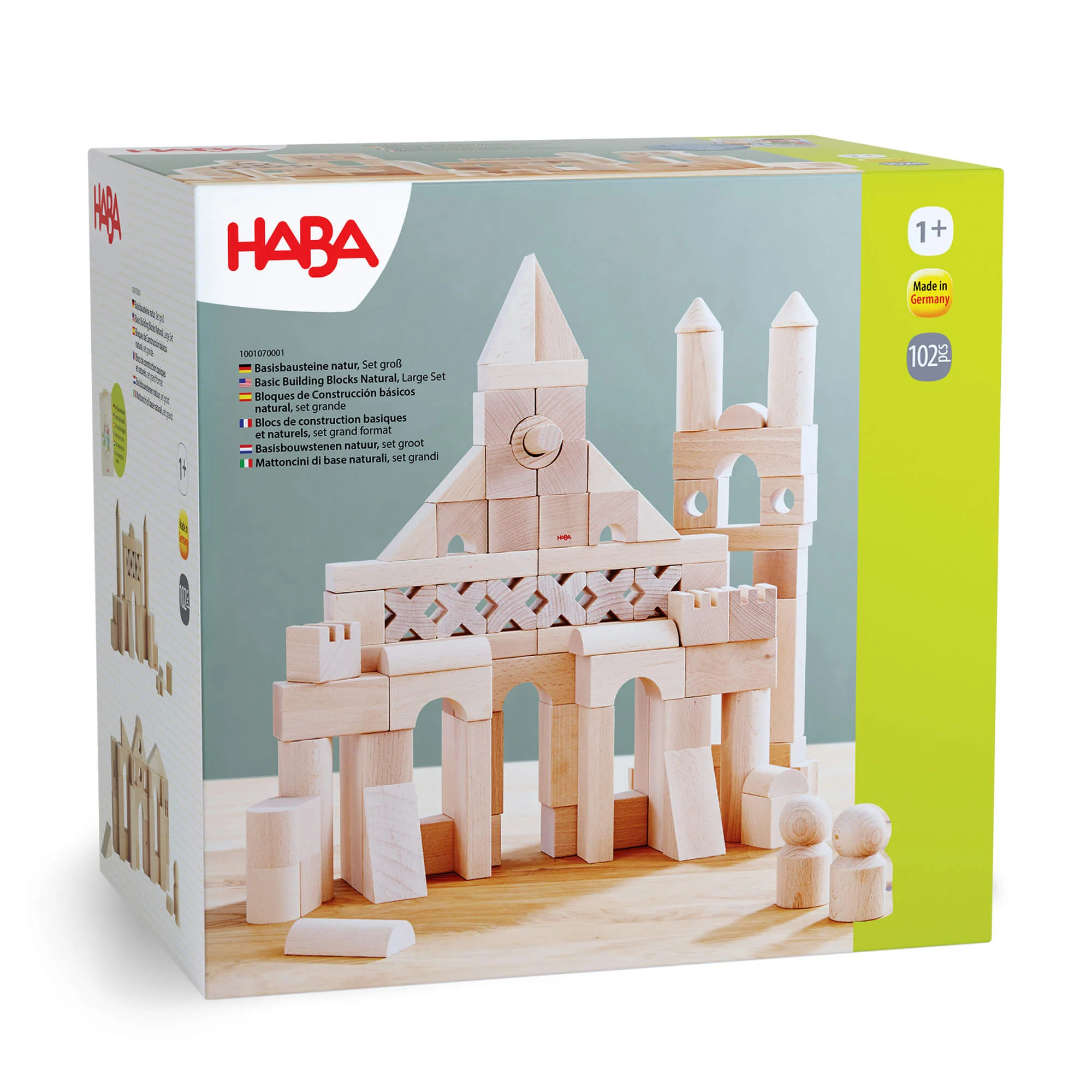 HABA Wooden Building Blocks 102 Piece Extra Large Starter Set for Toddlers