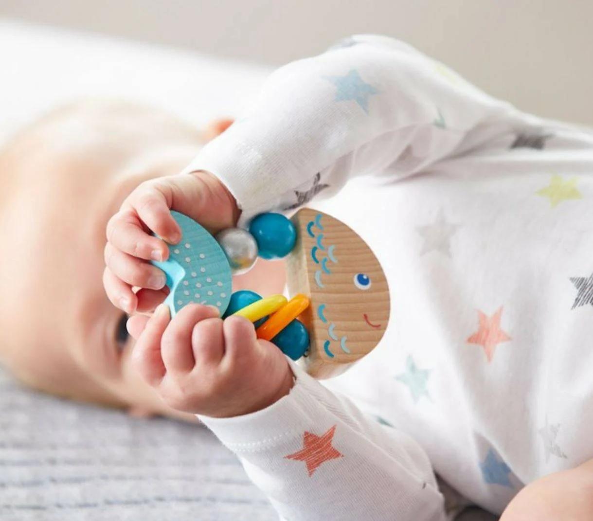 Rattlefish Wooden Baby Rattle Clutching Toy from Germany